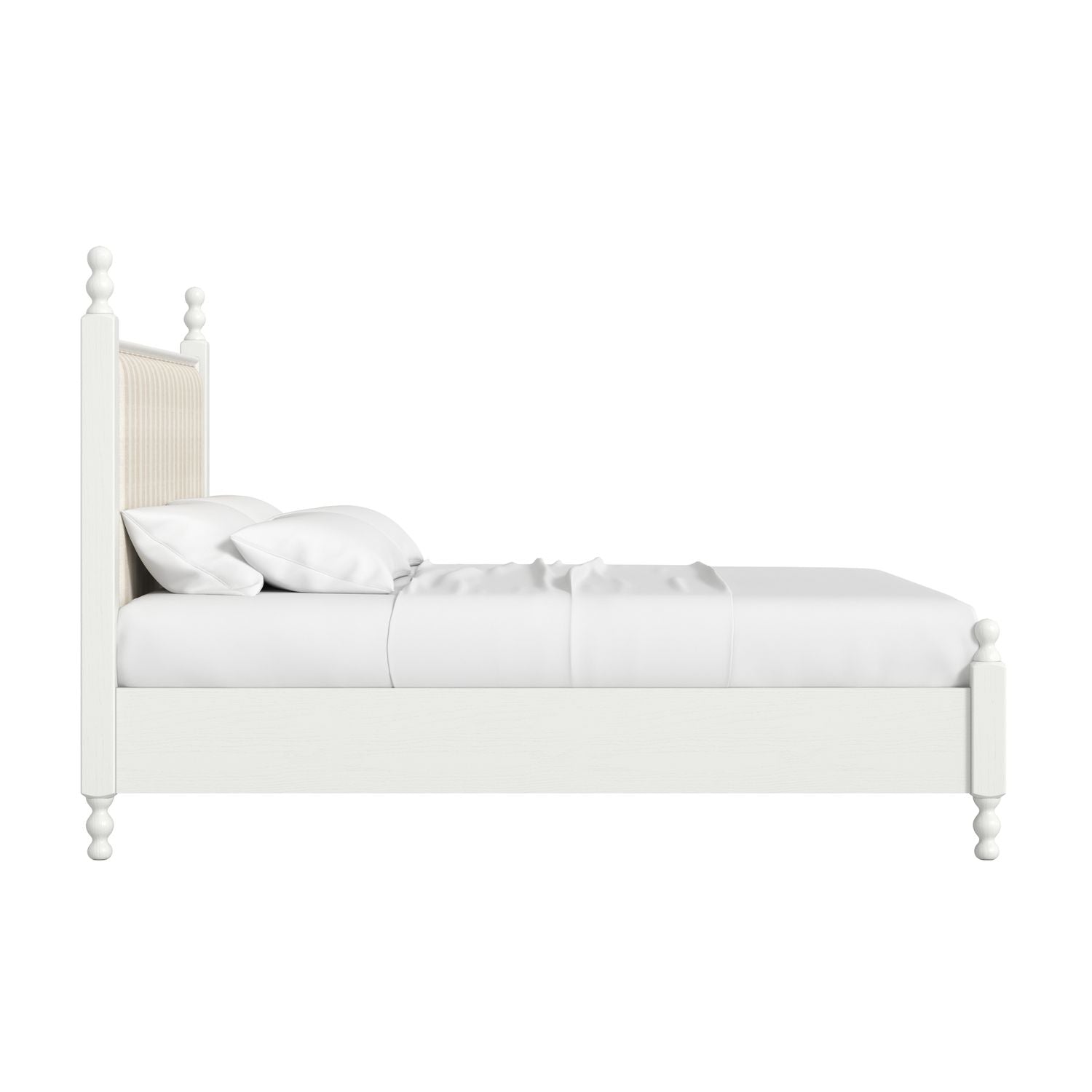 Haven King Upholstered Finial Bed — Warm White