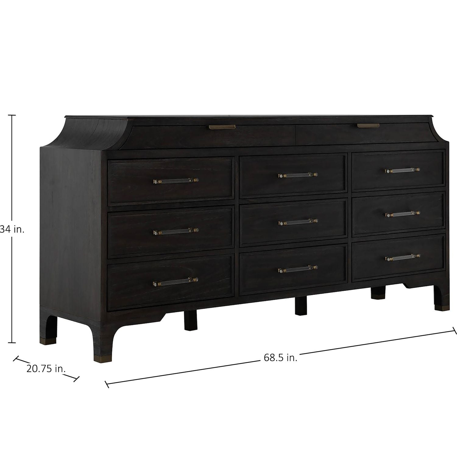 Alexandra Mahogany Dresser - 11 Drawers, Cerused Forest Black
