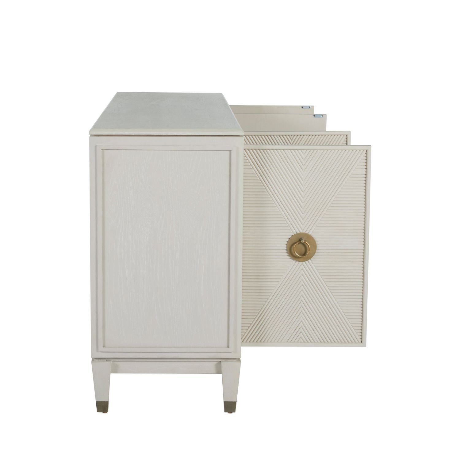 Strella Wood Iron Storage Cabinet - 4 Shelves, Cerused White