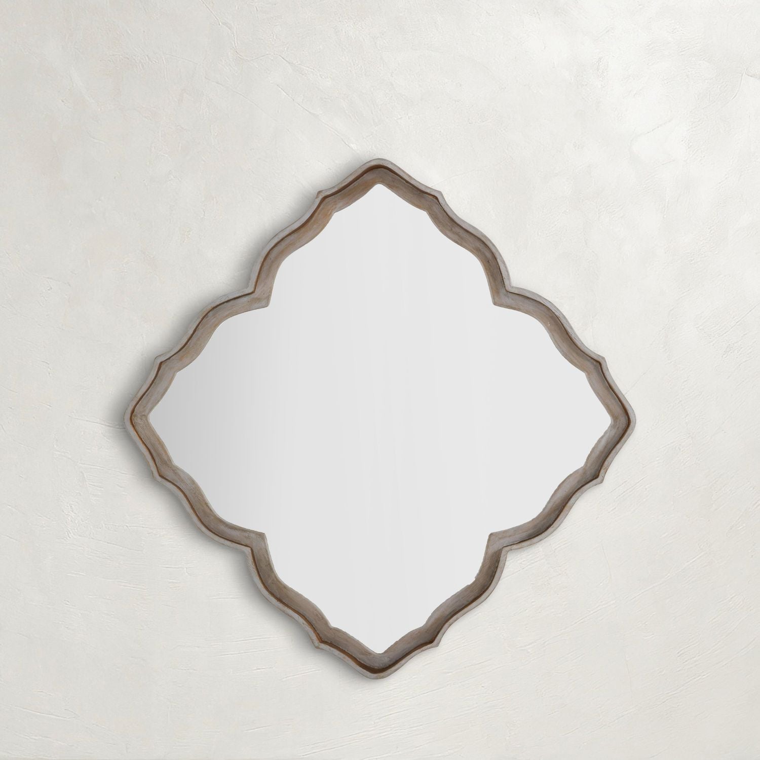 Adriana Curved Accent Mirror - Cerused White, 29.25 In. H X 29.5 In. W X 2.75 In. D