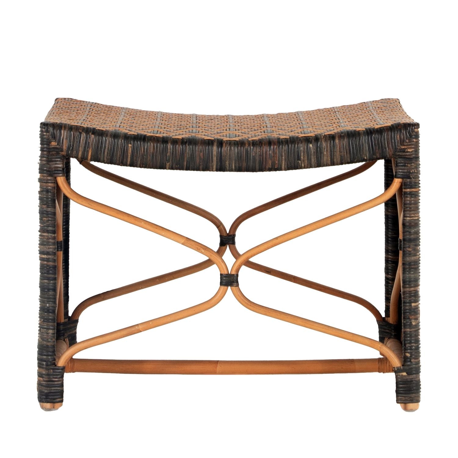 Bennet Natural Rattan Handwoven Stool - Black