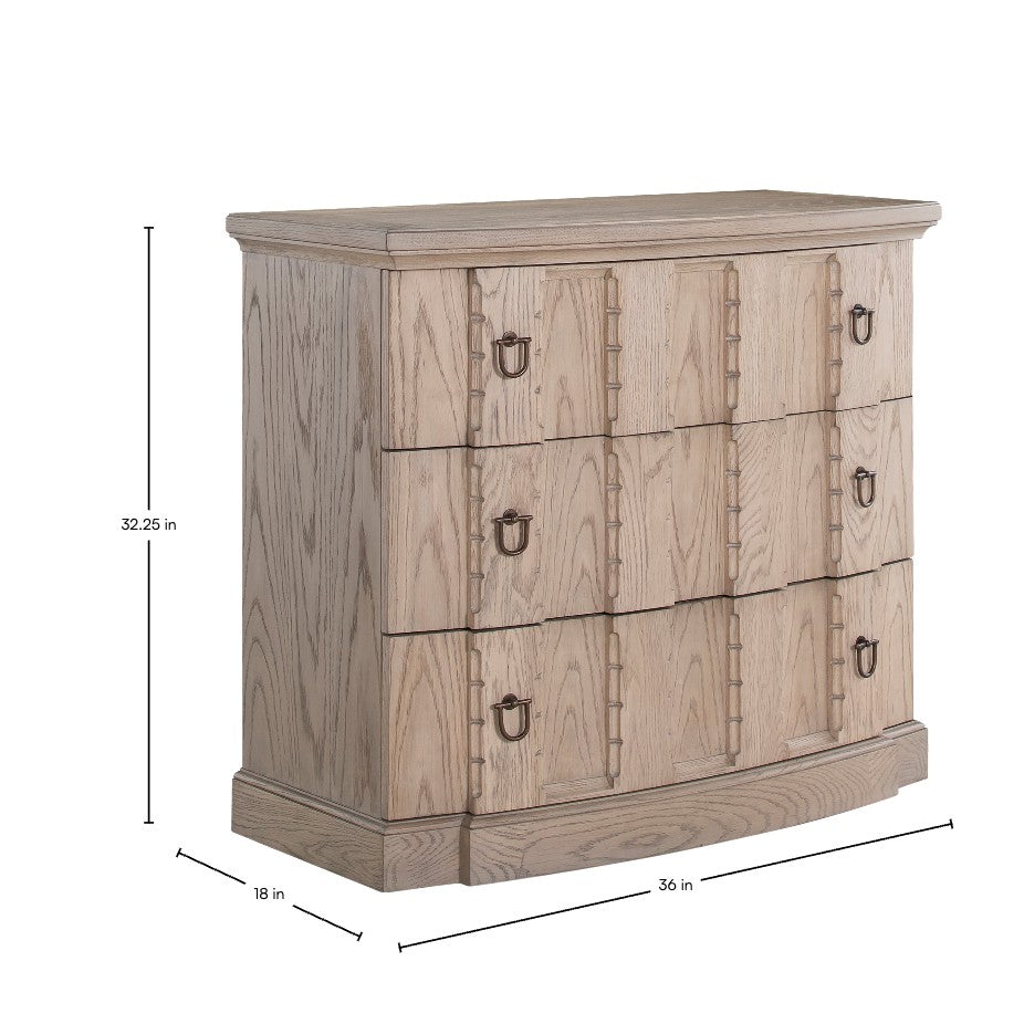 Antonio Oak Wood Chest - 3 Drawers, Light Natural Blonde