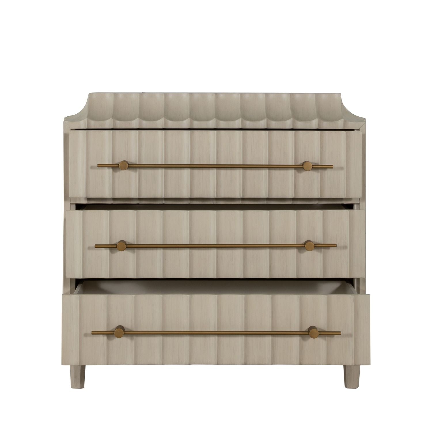 Merigold Wood Arch Graces Chest - 3 Drawers, Sesame White