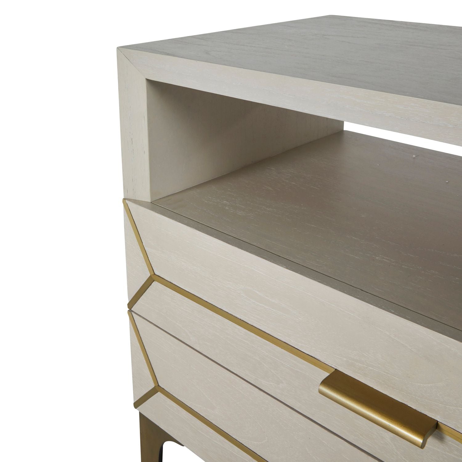 Whitley Mindi Wood Nightstand - 2 Drawers, Cerused White