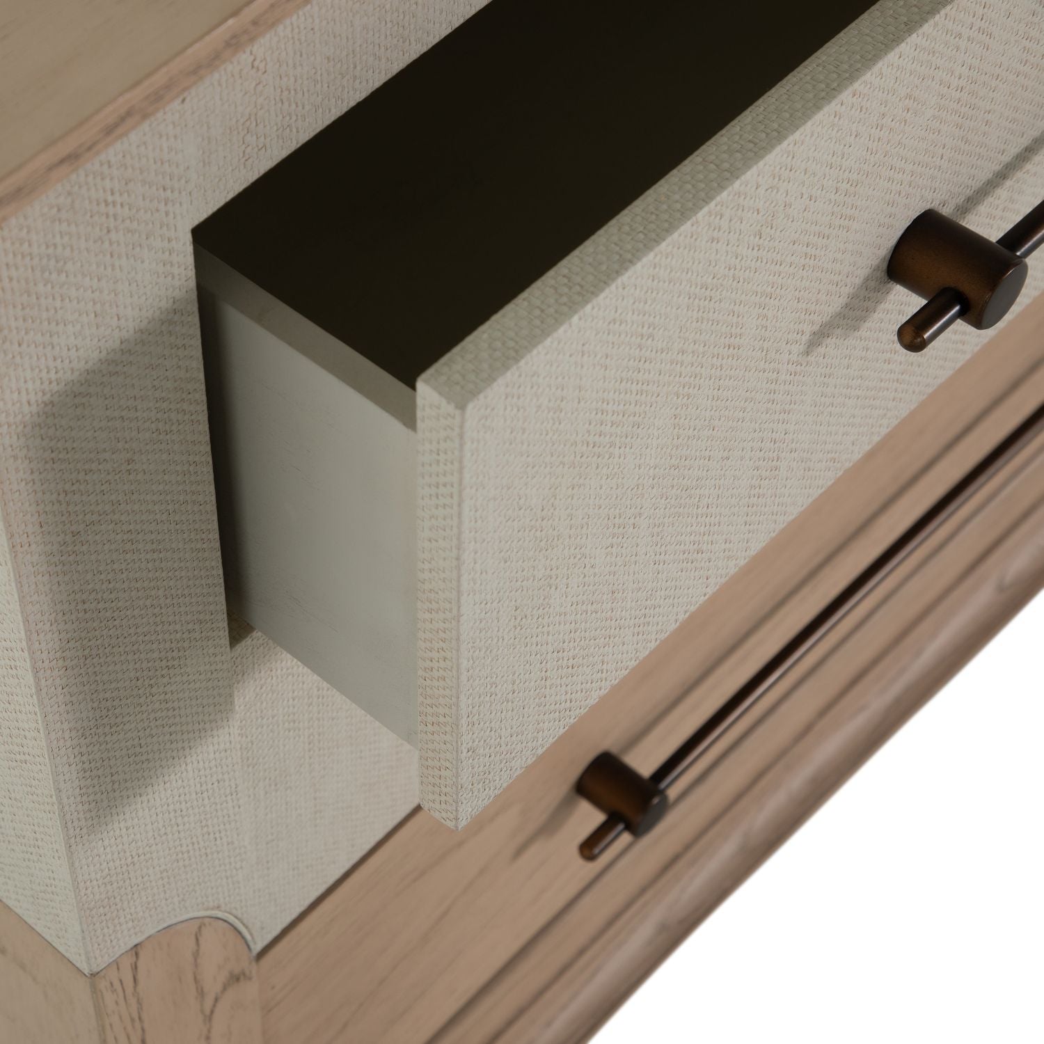 Crestine Mindi Wood Chest - 3 Drawers, White Raffia