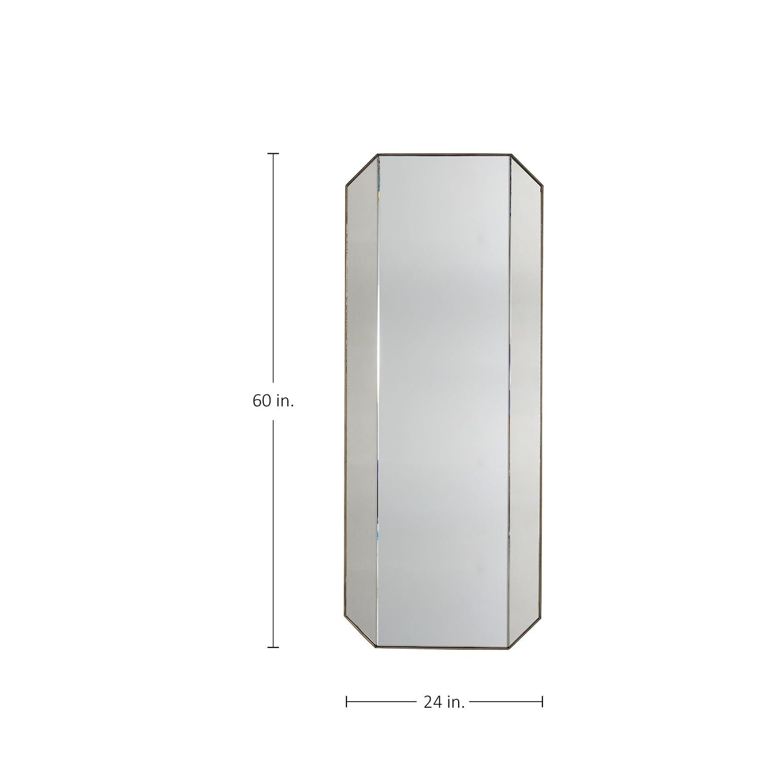 Lacy Octagonal Accent Mirror - Brushed Champagne, 60 In. H X 24 In. W X 1 In. D