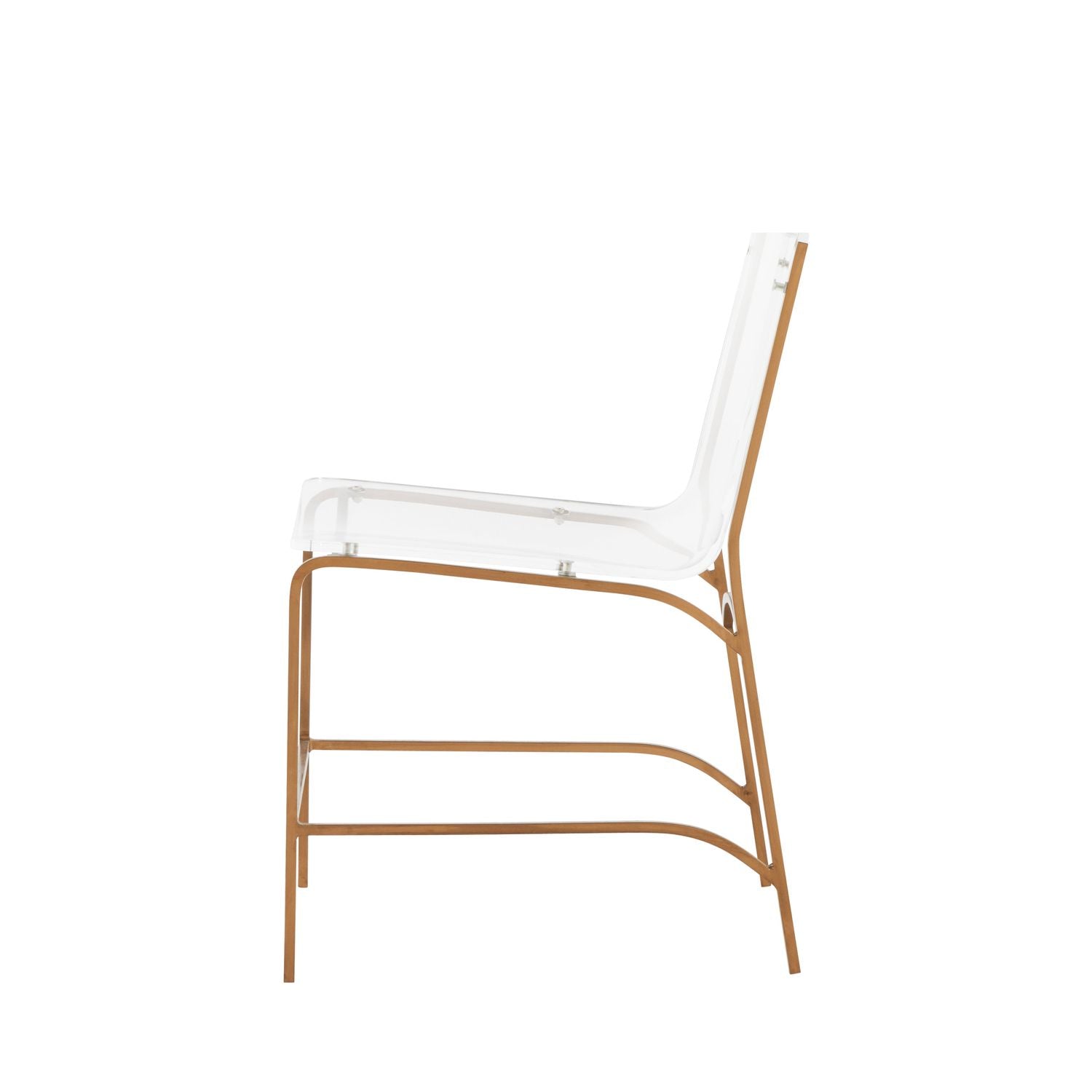 Penelope Acrylic Iron Armless Dining Chair - Antique Gold Clear
