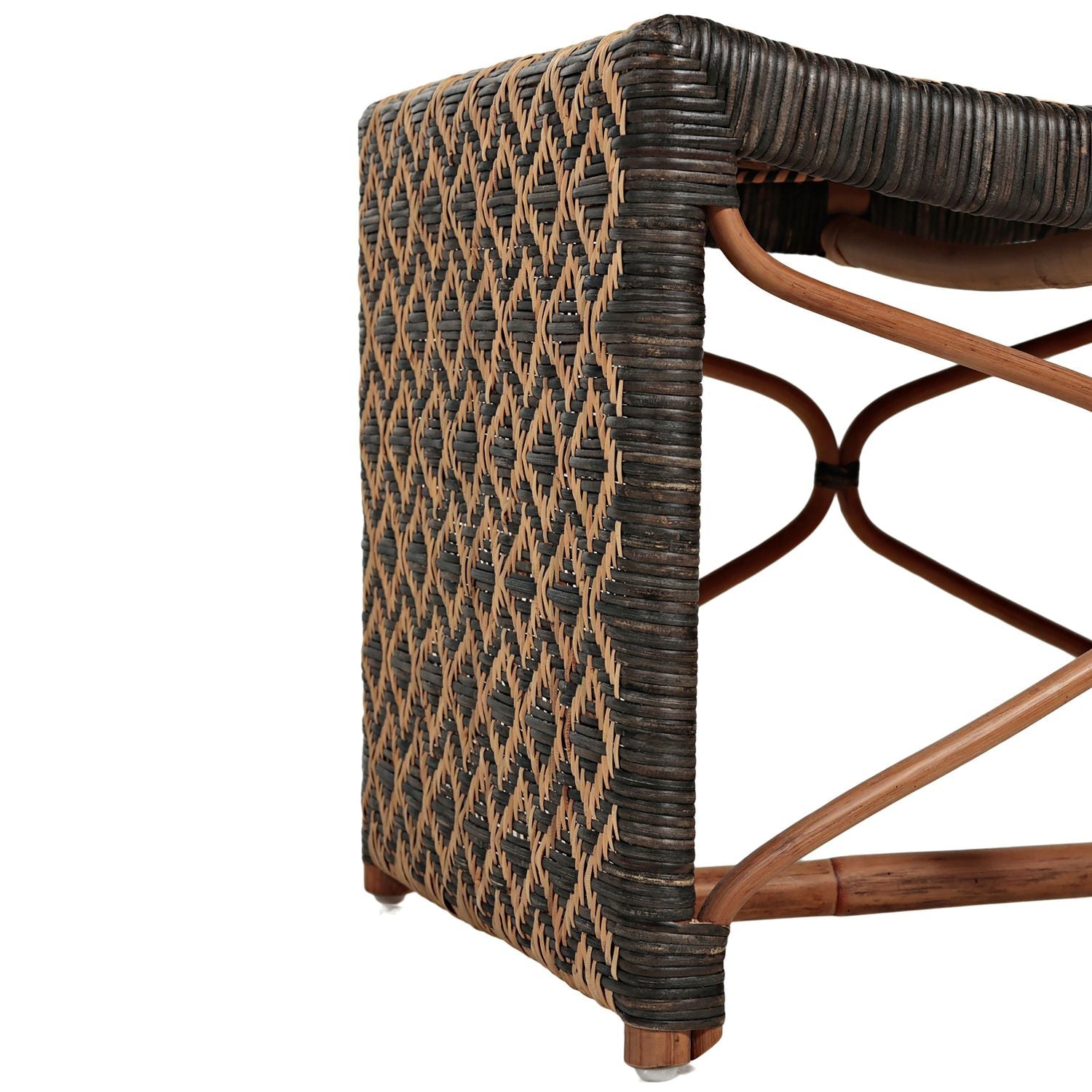 Bennet Natural Rattan Handwoven Stool - Black