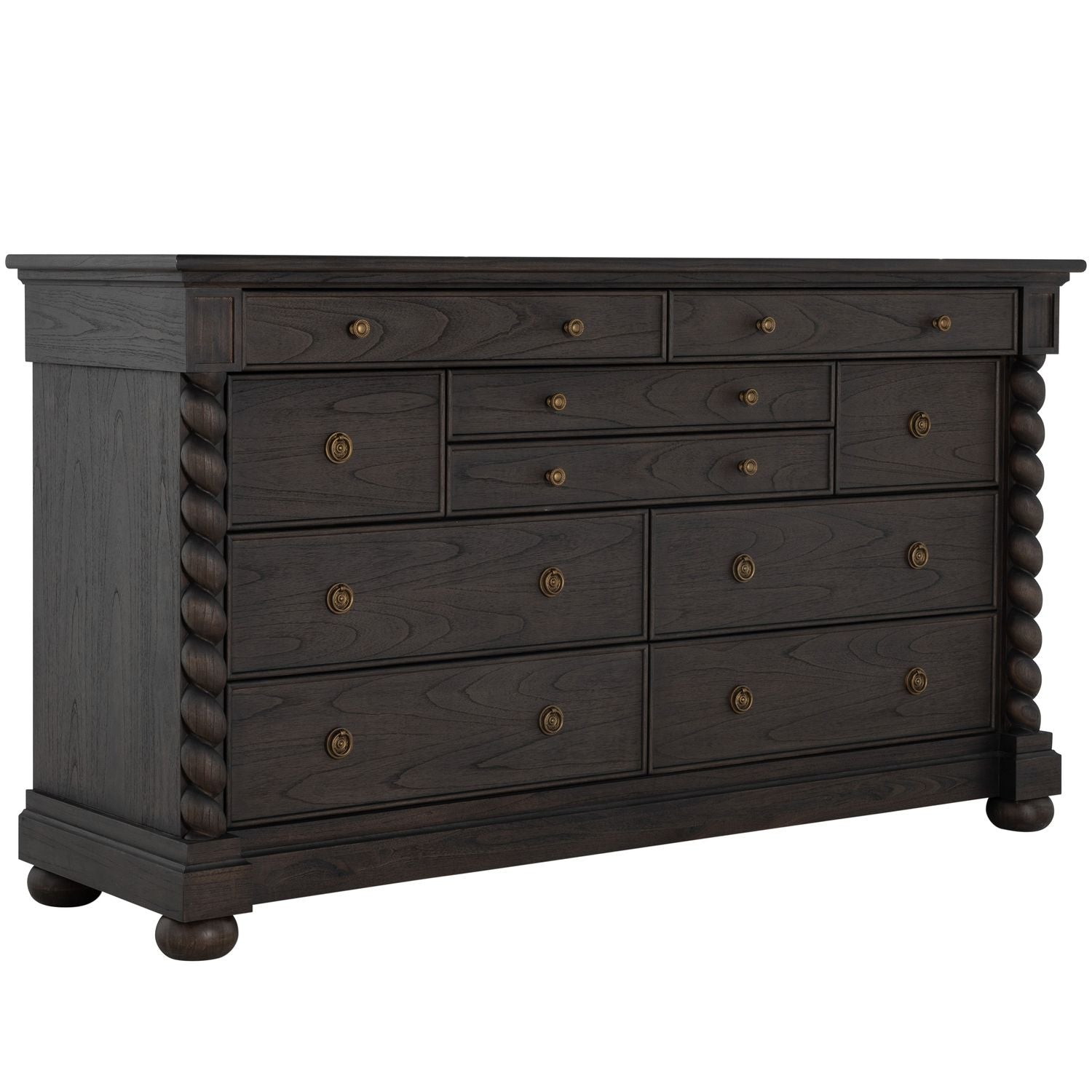 Burkhardt Mindi Wood Dresser - 10 Drawers, Cerused White