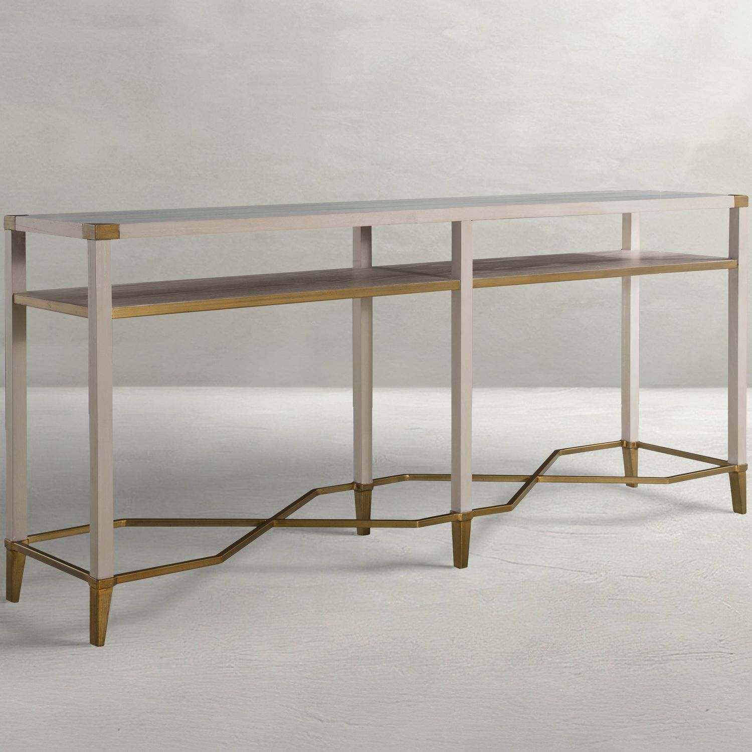 Sue Oak Rectangle Console Table - Cerused White, 70 In. W X 30.5 In. H