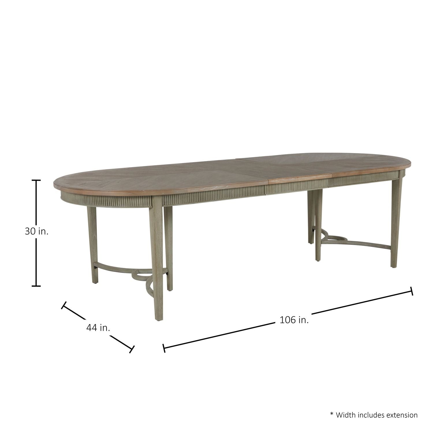 Whitlock Mindi Veneer Oval Extendable Dining Table - 86 In. W X 30 In. H