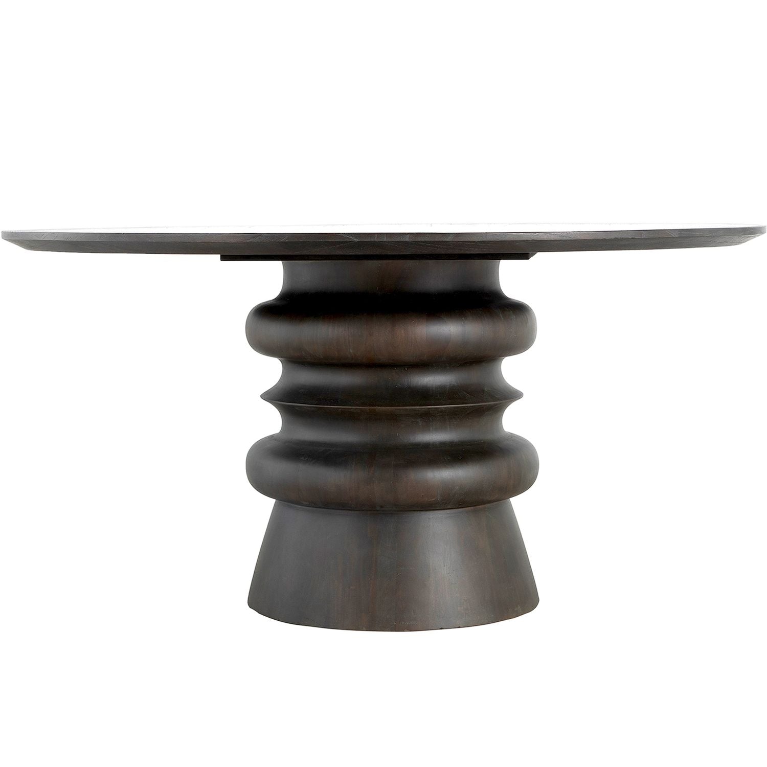 Teva Mindi Veneer Round Pedestal Dining Table - Forest Black, 60 In. W X 30 In. H