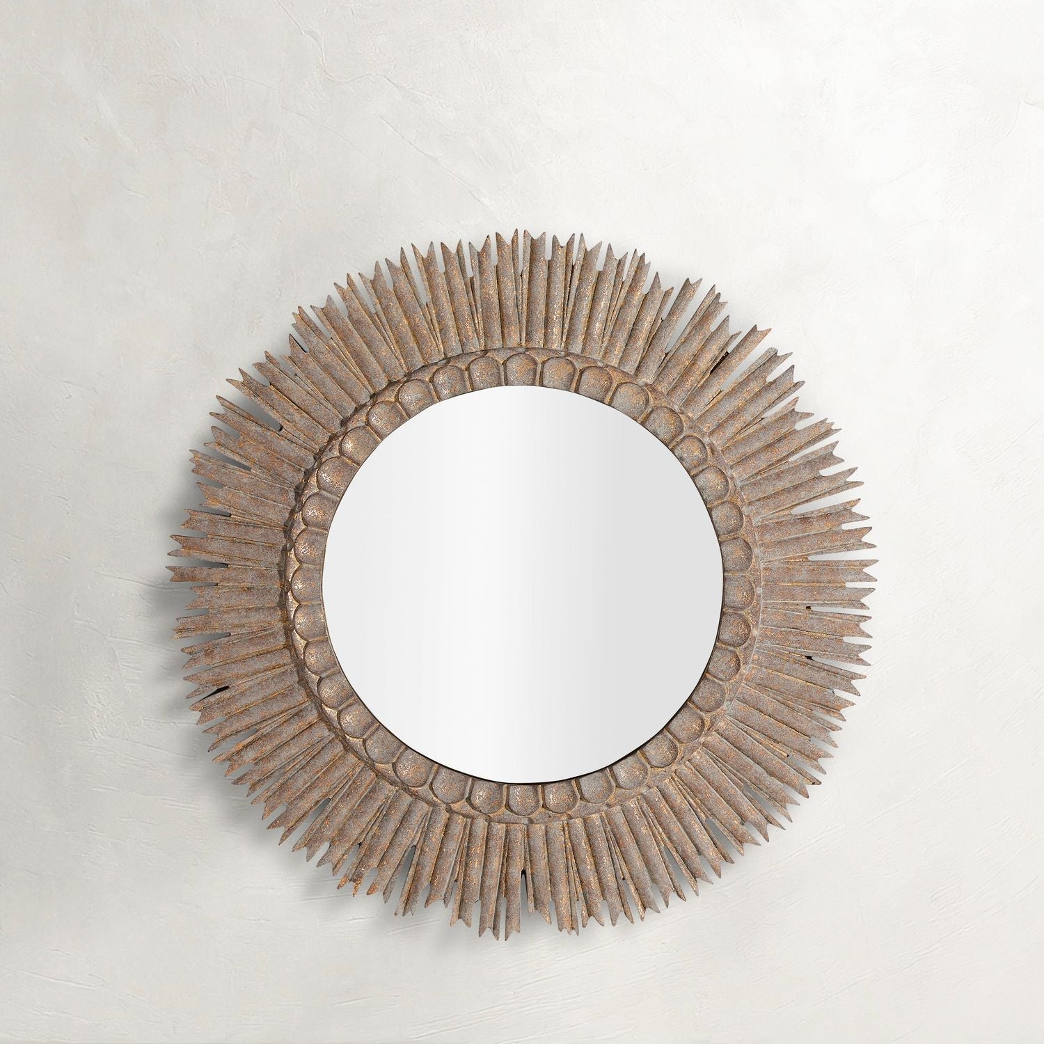 Ramona Circle Accent Mirror - Antique Textured Gold, 36 In. H X 36 In. W X 36 In. D