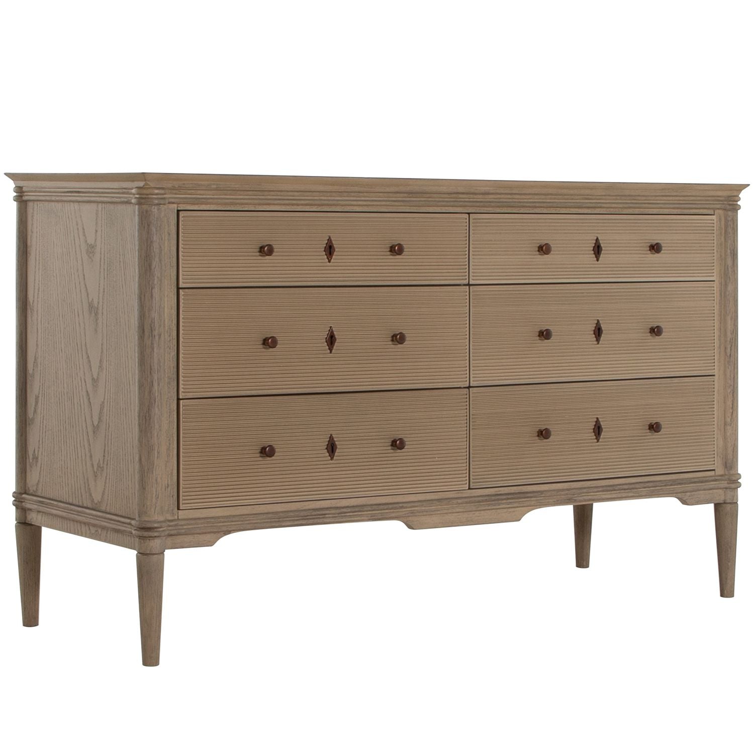 Linnea Oak Wood Storage Dresser - 6 Drawers, Blonde Natural