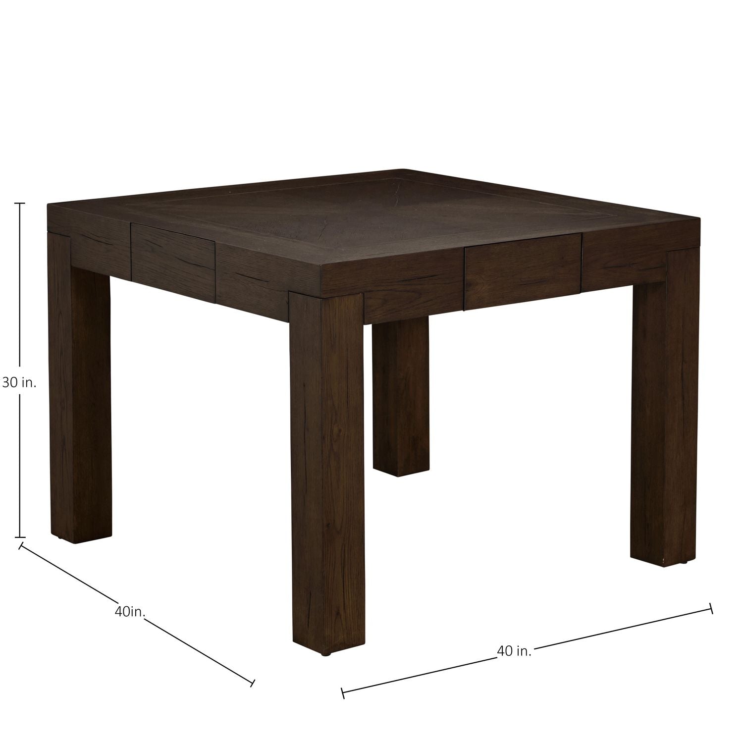 Highland Oak Square Legged Dining Table - Dusk, 40 In. W X 30 In. H