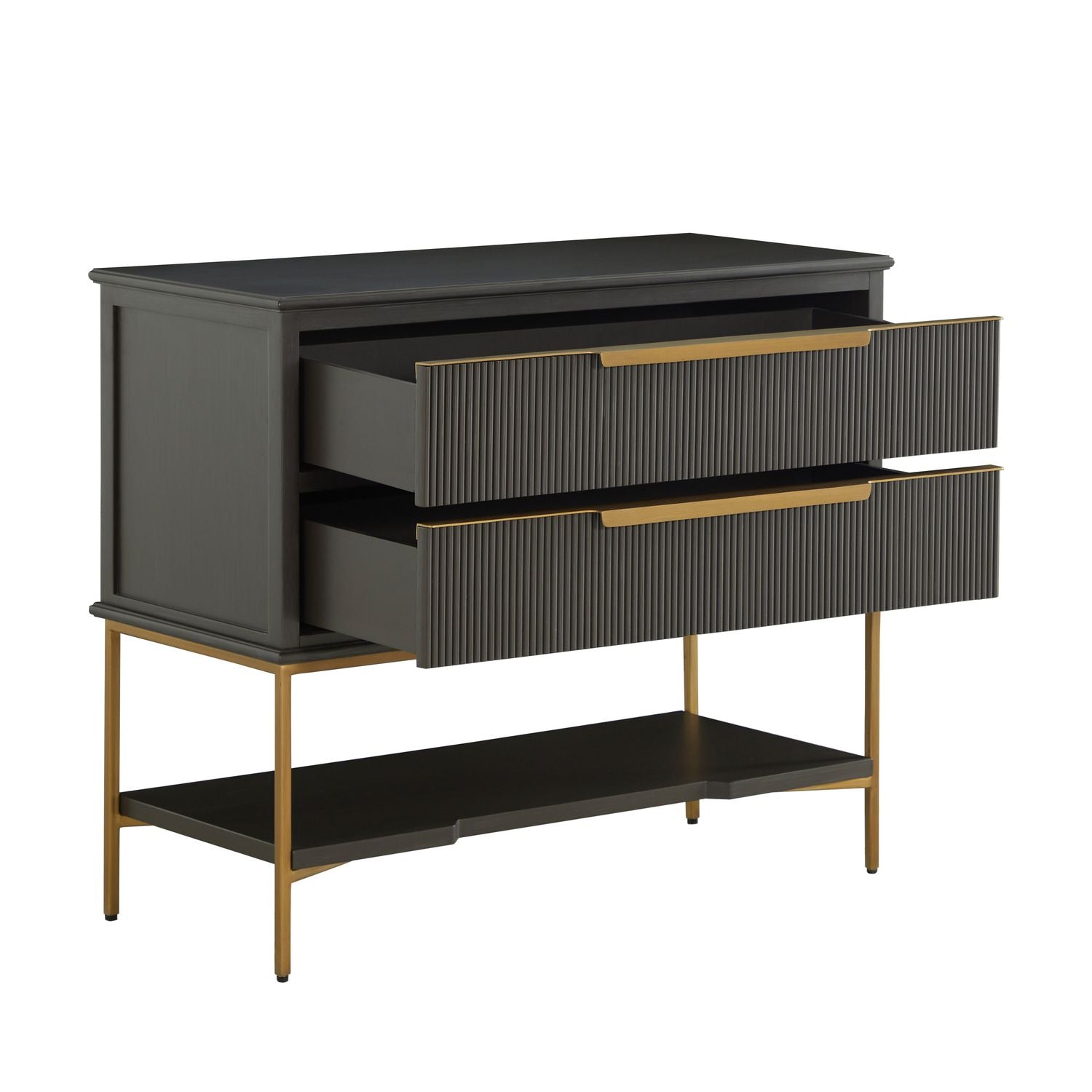 Riggs Mahogany Wood Nightstand - 2 Drawers, Sesame Black