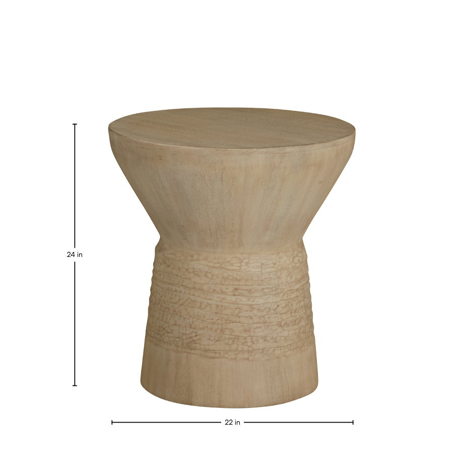 Somara Mango Wood Circle Pedestal End Table - 22 In. W X 24 In. H