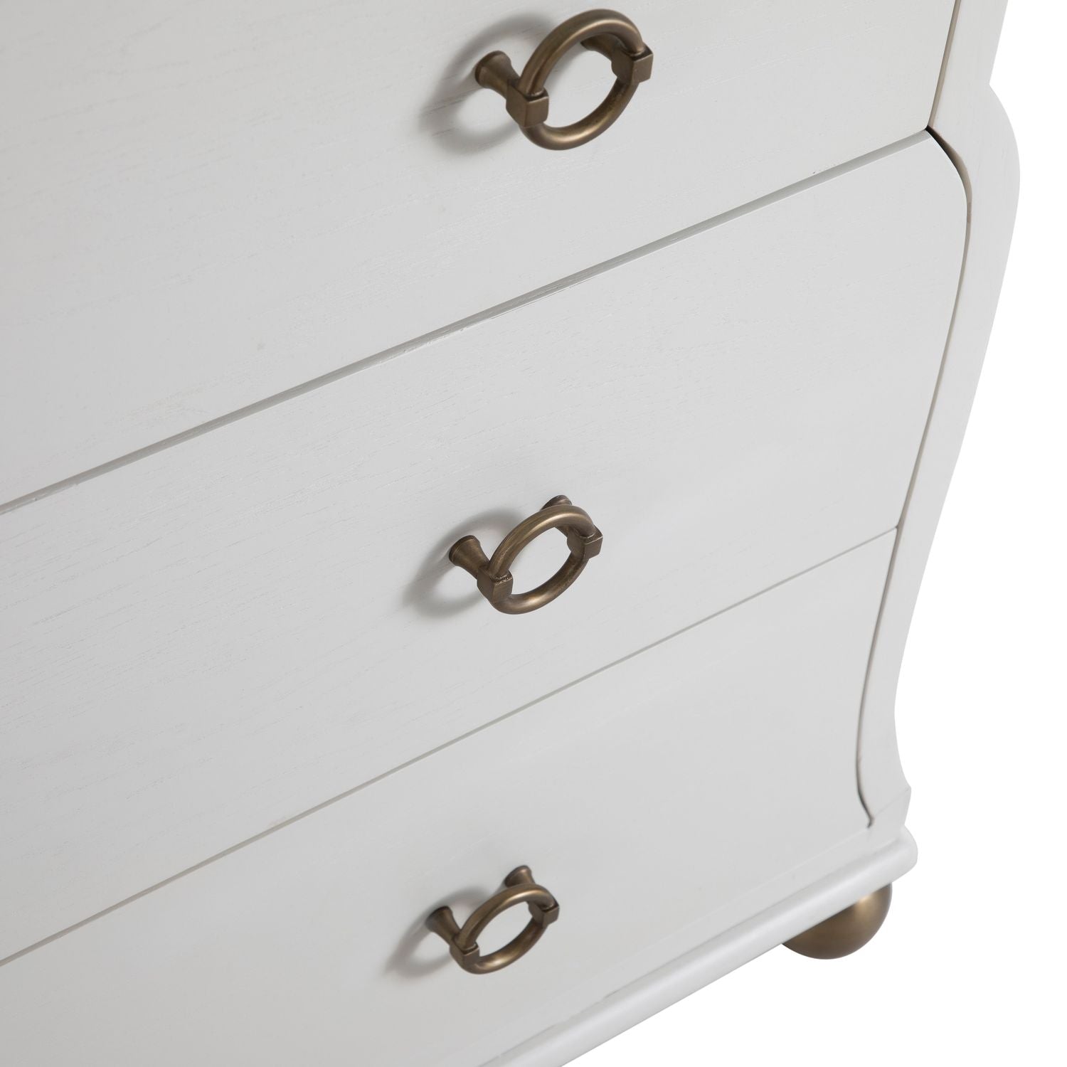 Pearl Oak Wood Chest - 3 Drawers, Ivory White