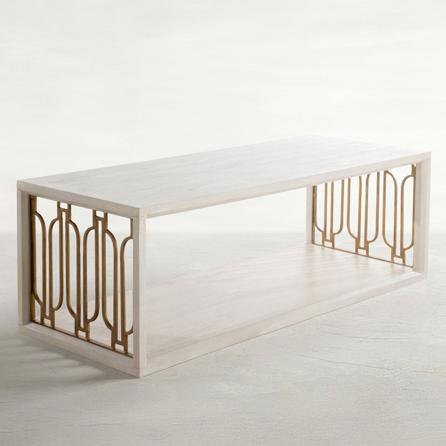 Ainsworth Mindi Rectangle Frame Coffee Table - White and Ivory, 54 In. W X 18.5 In. H