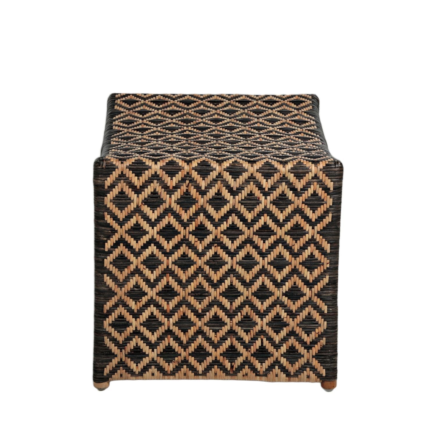 Bennet Natural Rattan Handwoven Stool - Black