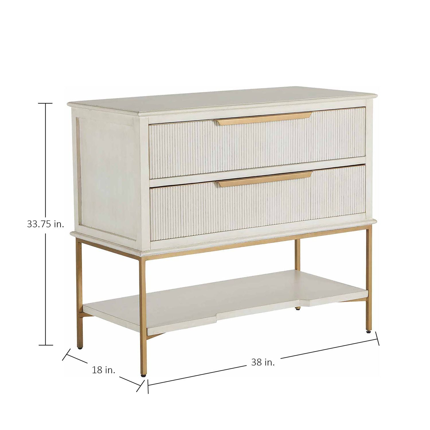 Riggs Oak Wood Nightstand - 2 Drawers, Distressed Antique White