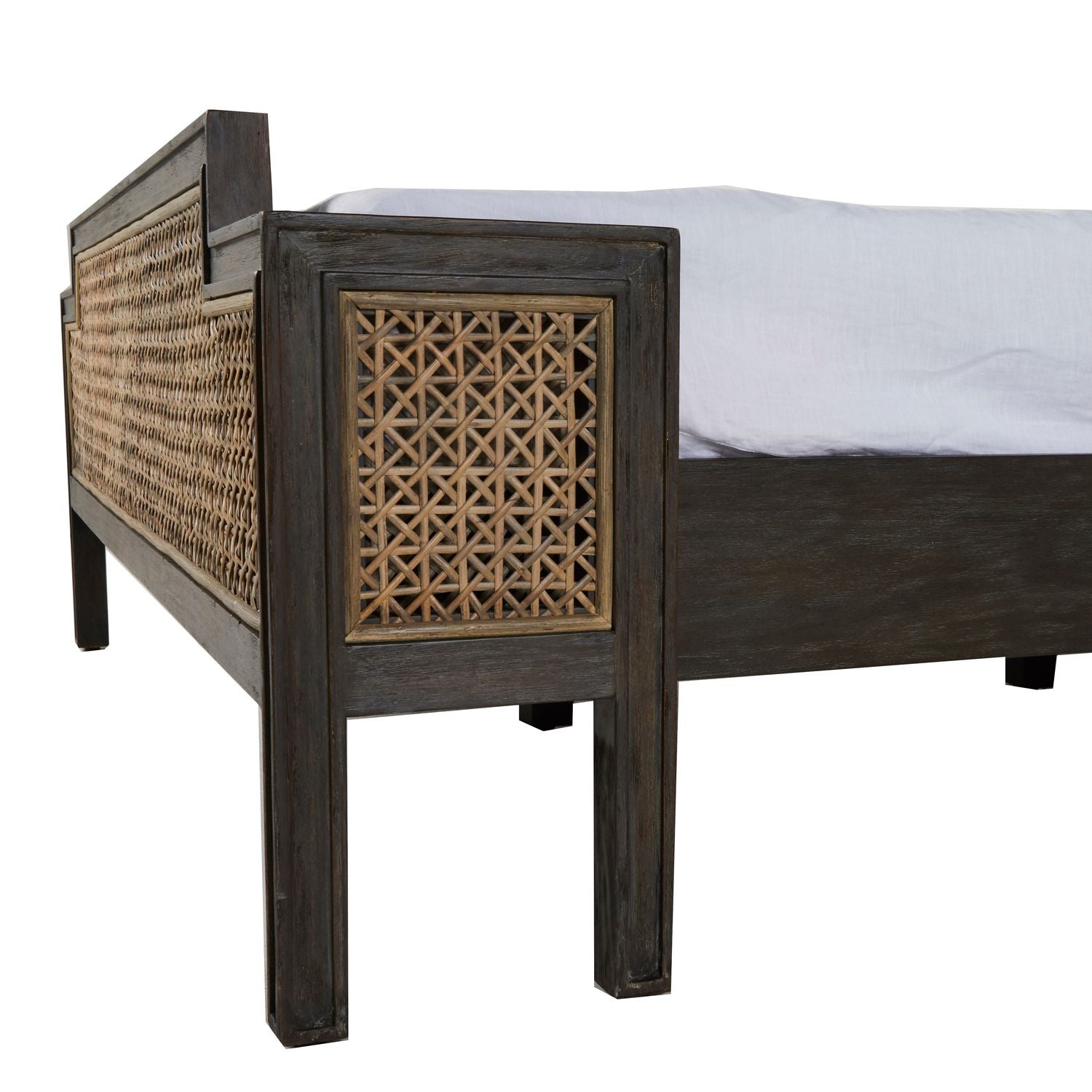 Camille Natural Rattan Wood Transitional Cane Bed