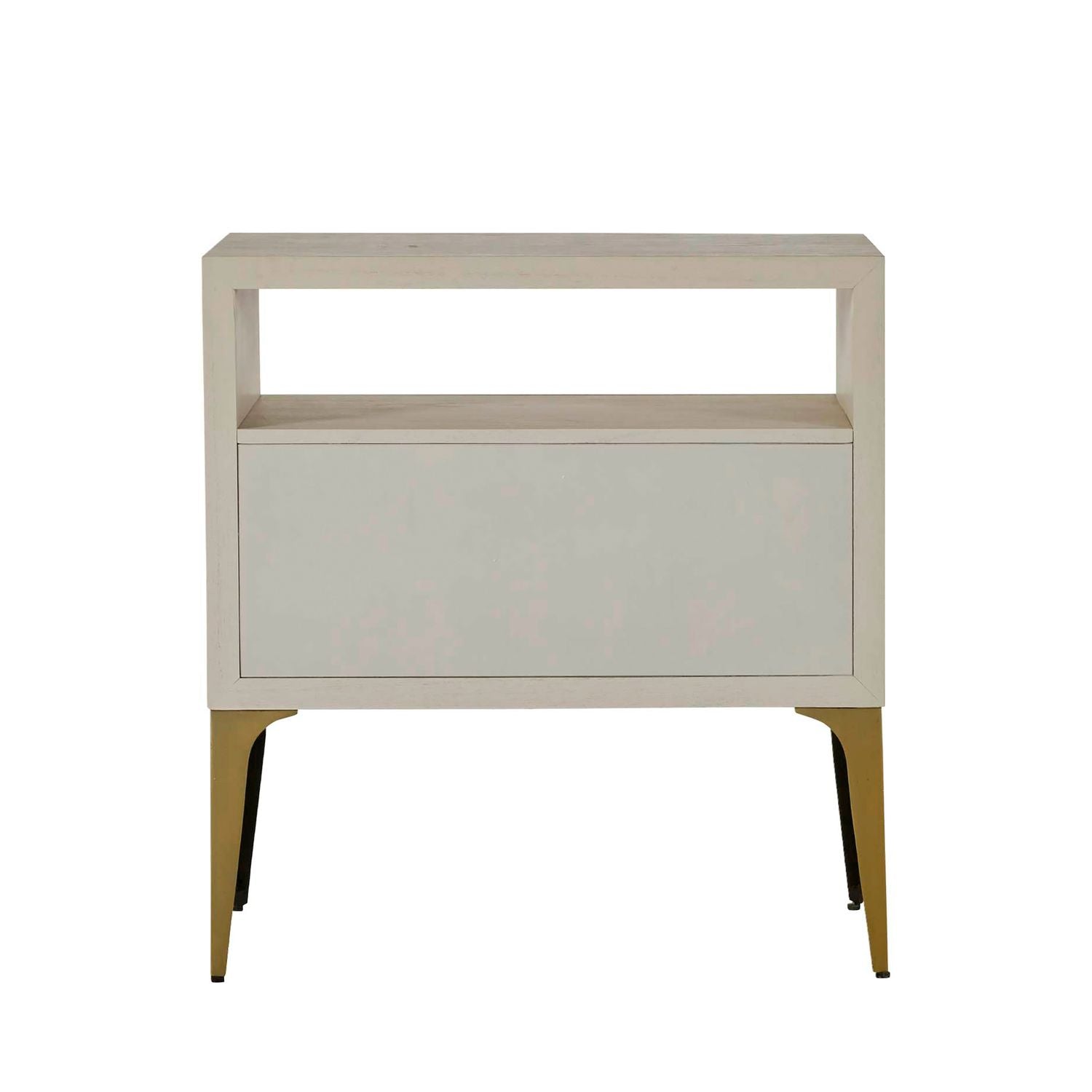 Whitley Mindi Wood Nightstand - 2 Drawers, Cerused White