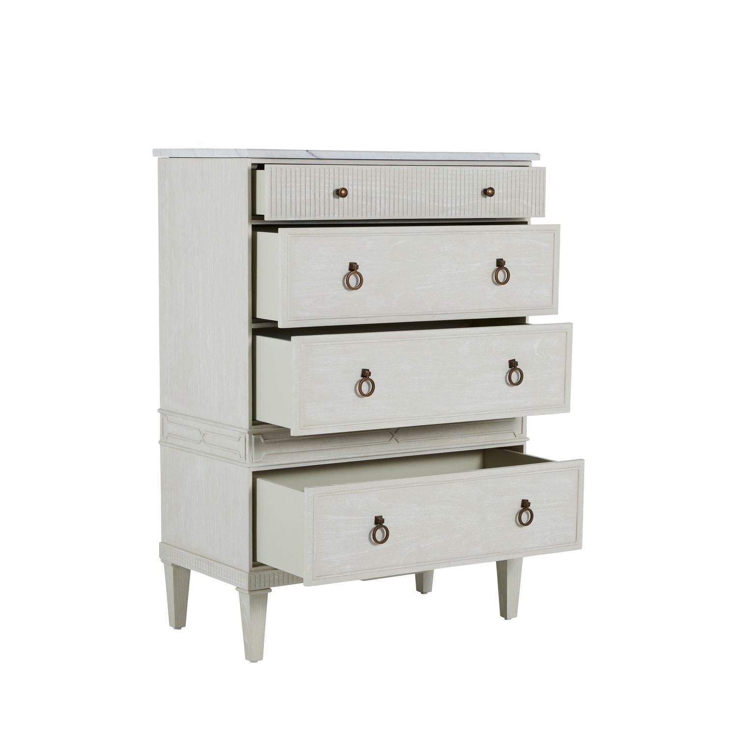 Archie Mindi Sungkai Wood Tallboy - 4 Drawers, White