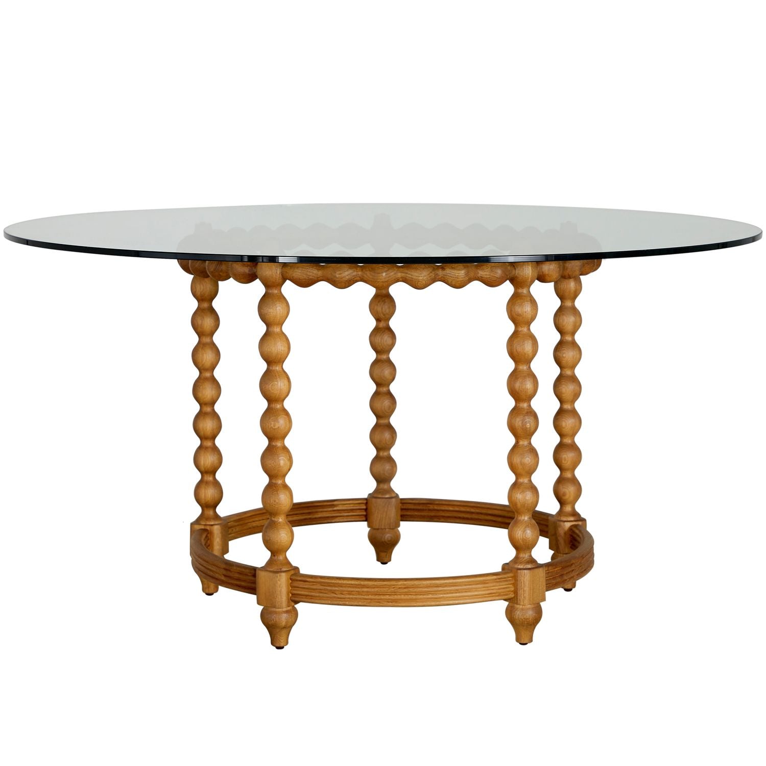 Gwen Wooden Glass Top Round Dining Table - 56 In. W X 29.5 In. H