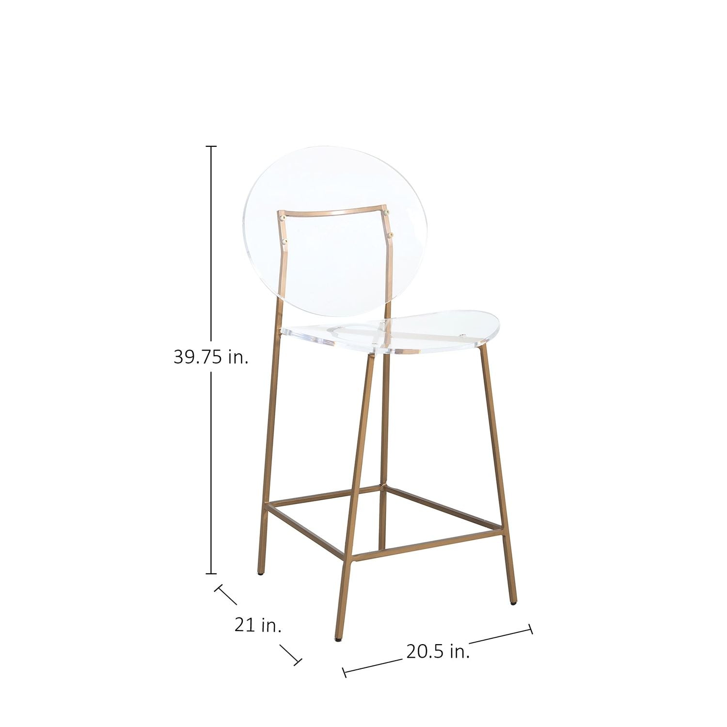 Sandy Acrylic Iron Counter Stool - Antique Gold Clear