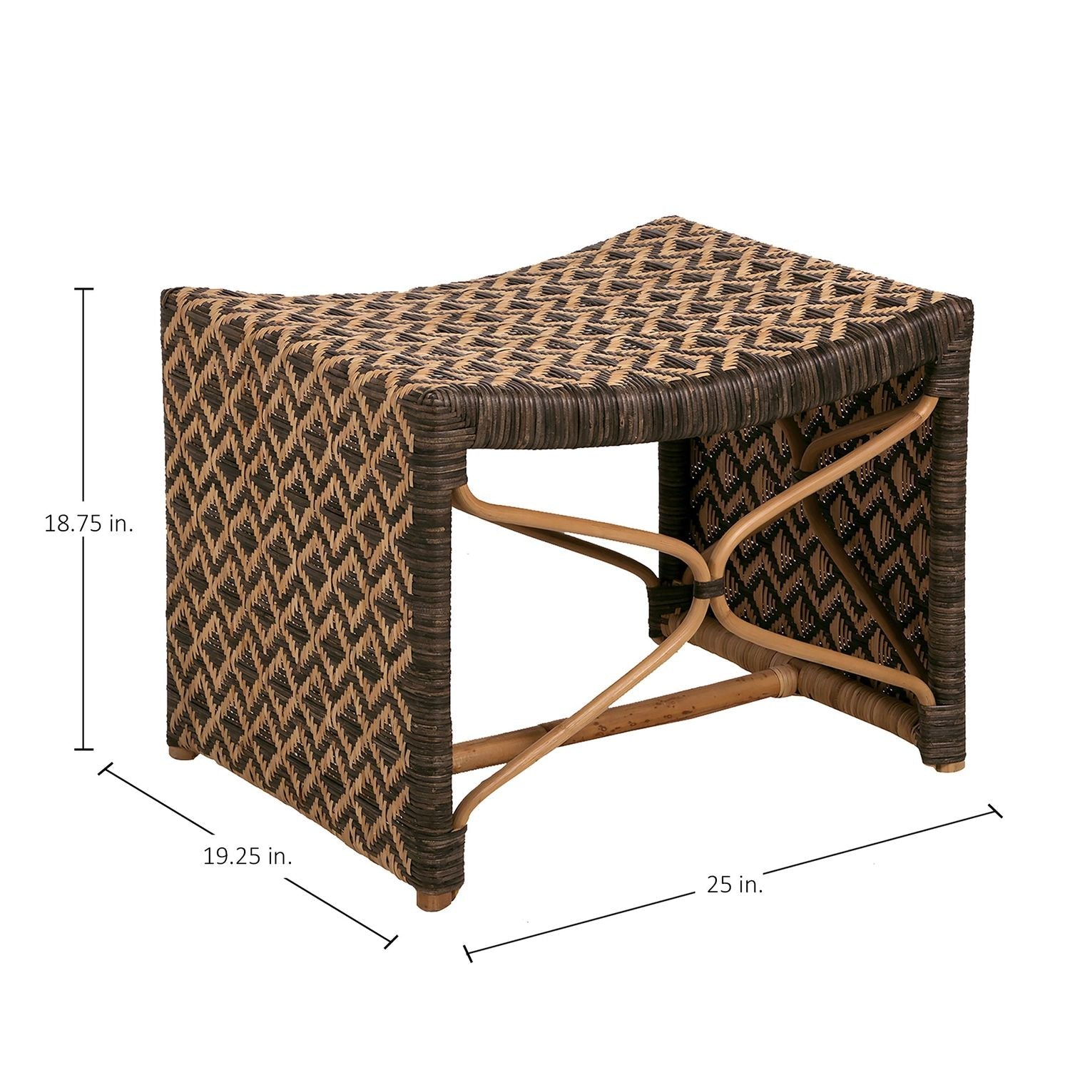 Bennet Natural Rattan Handwoven Stool - Black