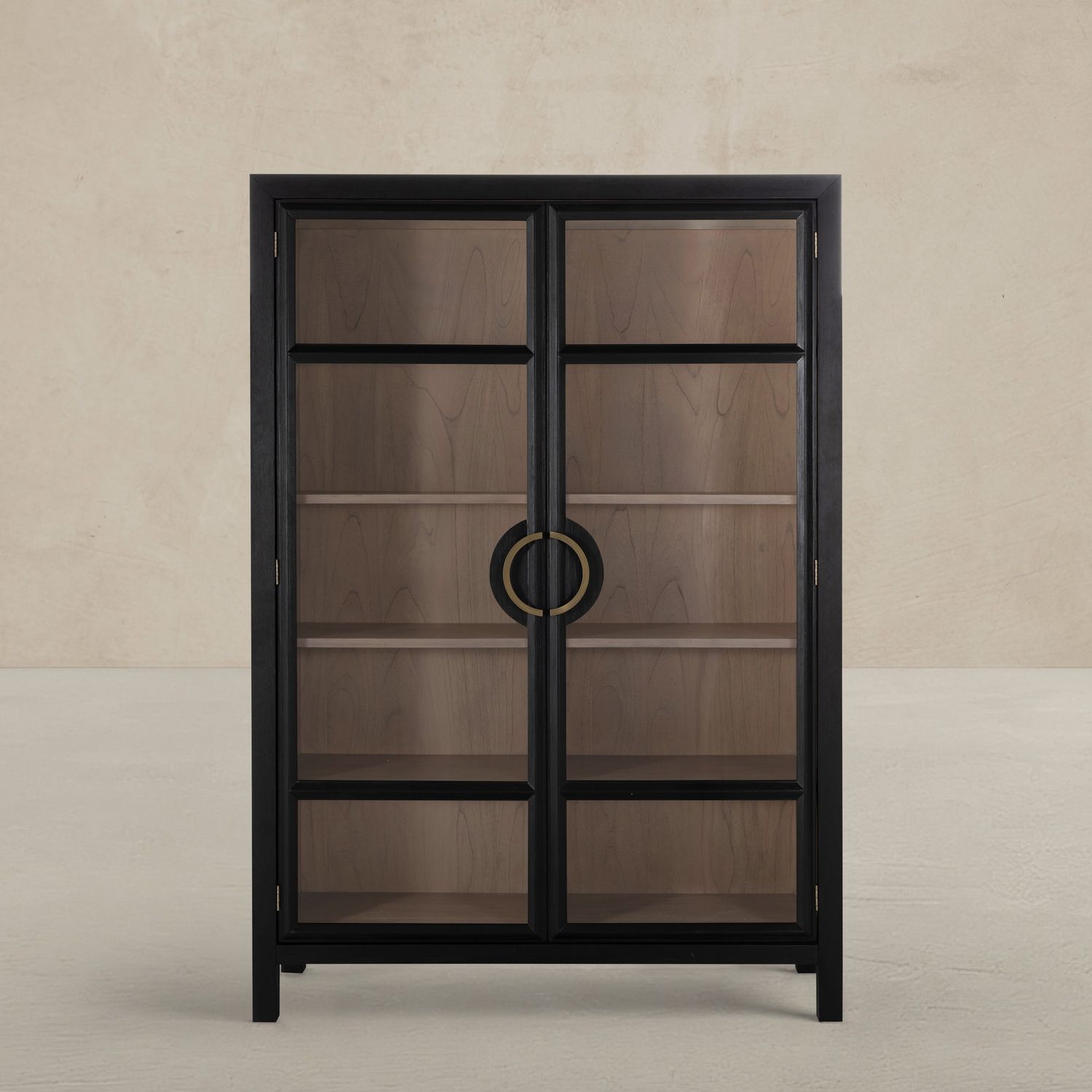 Elias Mindi Wood Transitional Cabinet - 4 Shelves, Antique Bronze
