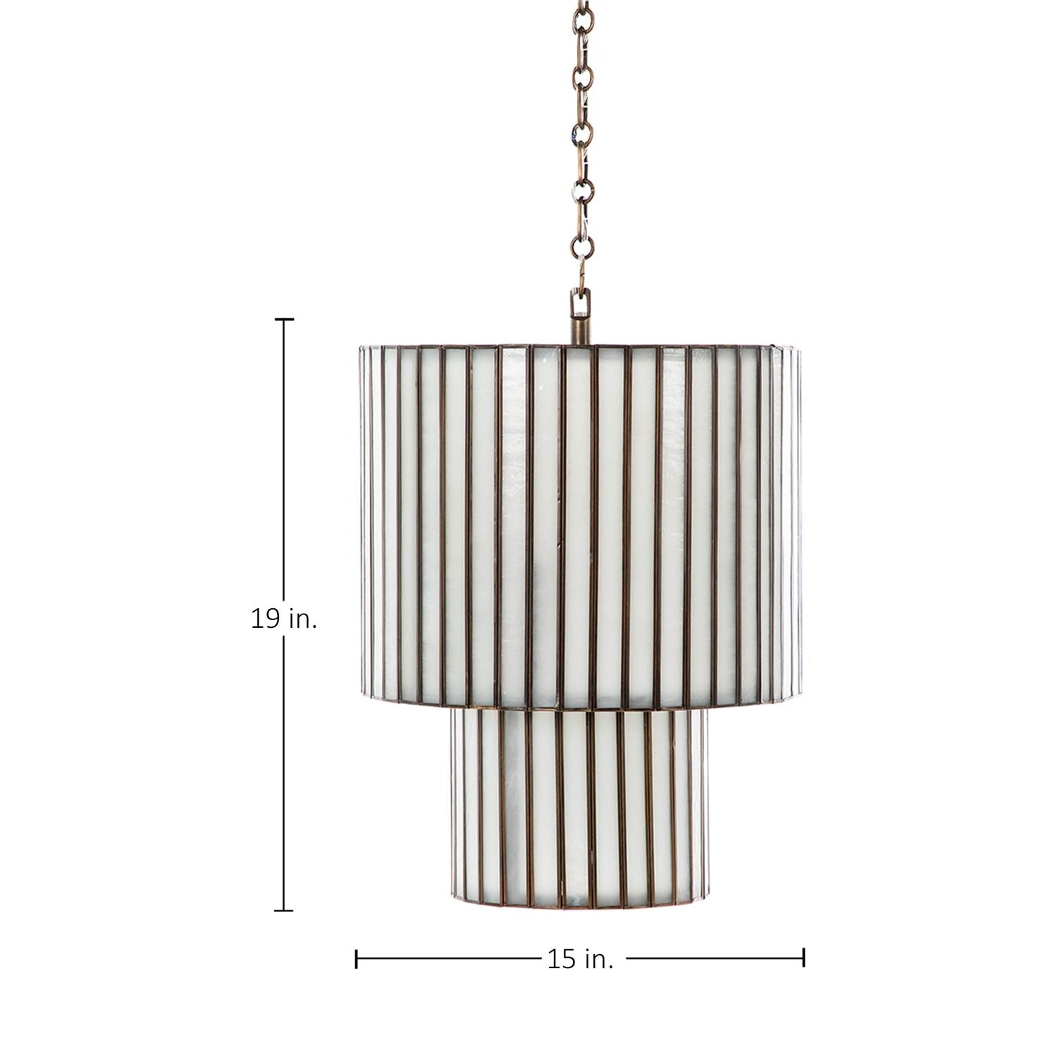 Fulbright Iron Brushed Brass Two-Tiered Pendant - 14.75 In. D X 19 In. H