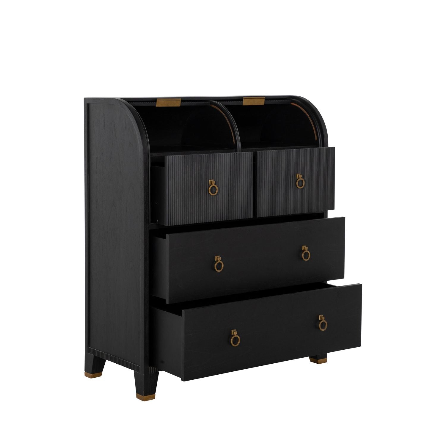 Maison Mindi Wood Chest - 4 Drawers, Brushed Black