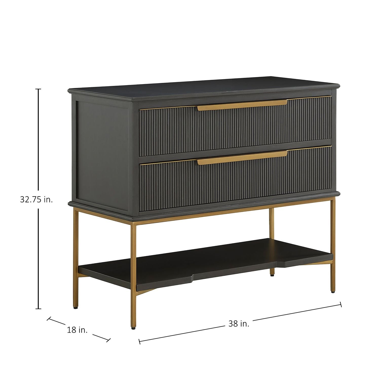 Riggs Mahogany Wood Nightstand - 2 Drawers, Sesame Black