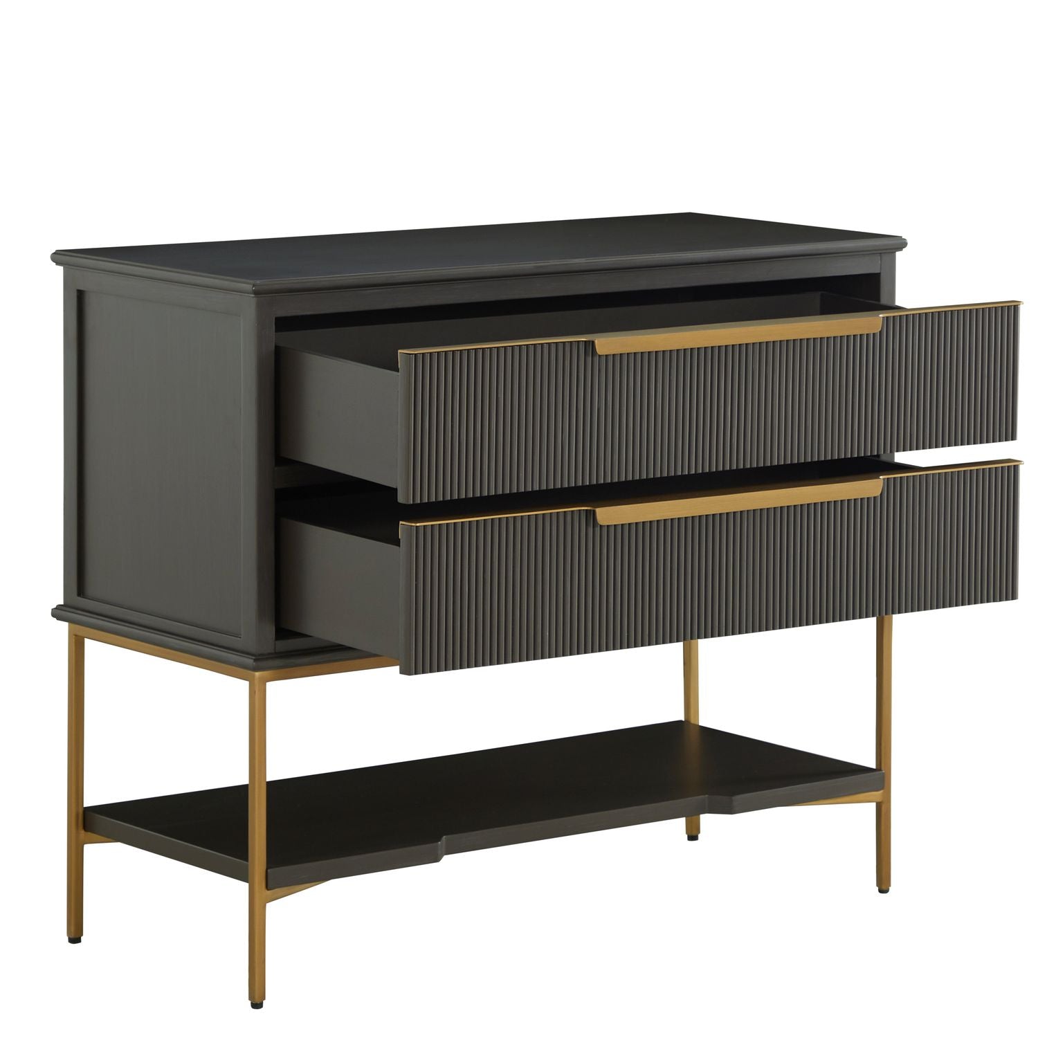 Riggs Mahogany Wood Nightstand - 2 Drawers, Sesame Black