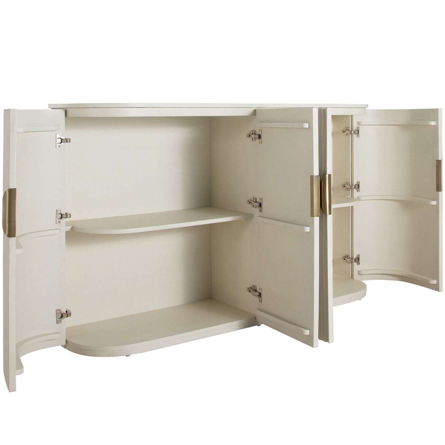 Isadora Wood Fluted Sideboard - 2 Shelves, Sesame White