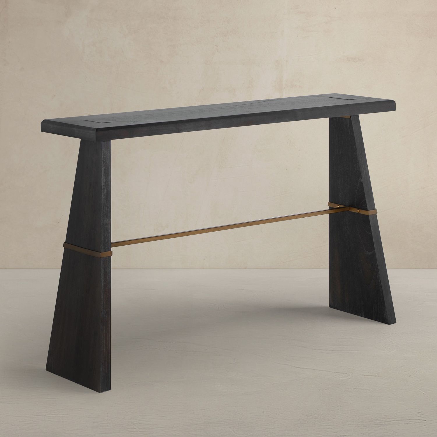 Havana Mindi Wood Rectangle Trestle Console Table - Forest Black, 52 In. W X 32.25 In. H