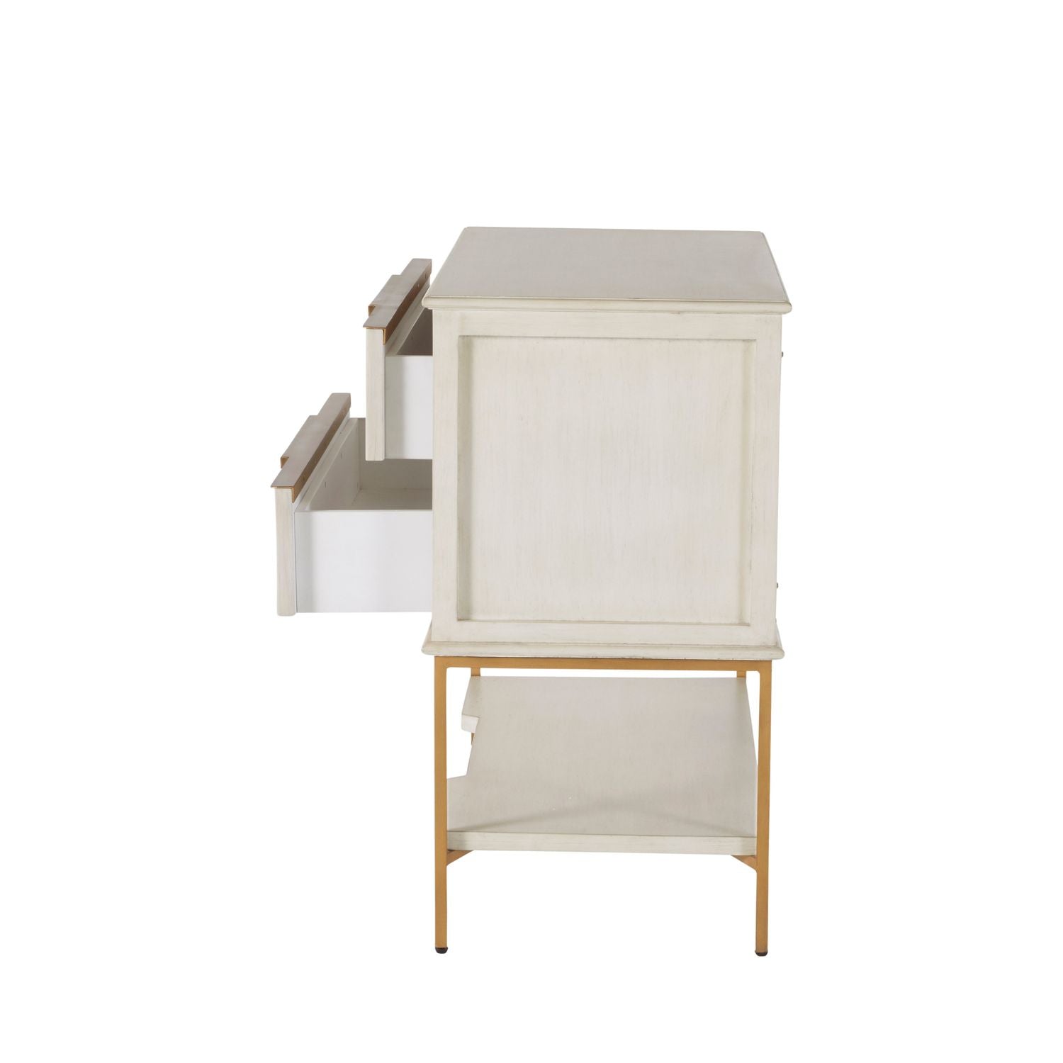 Riggs Oak Wood Nightstand - 2 Drawers, Distressed Antique White