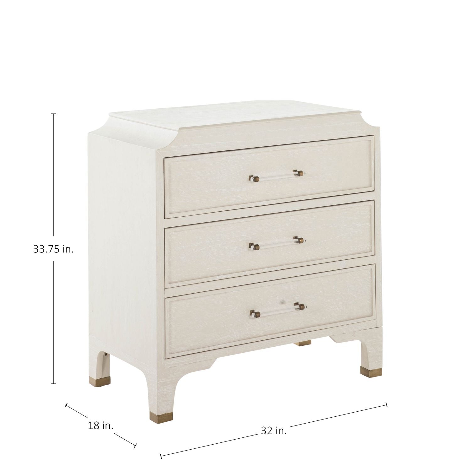 Alexandra Mindi Wood Storage Chest - 3 Drawers, Cerused White