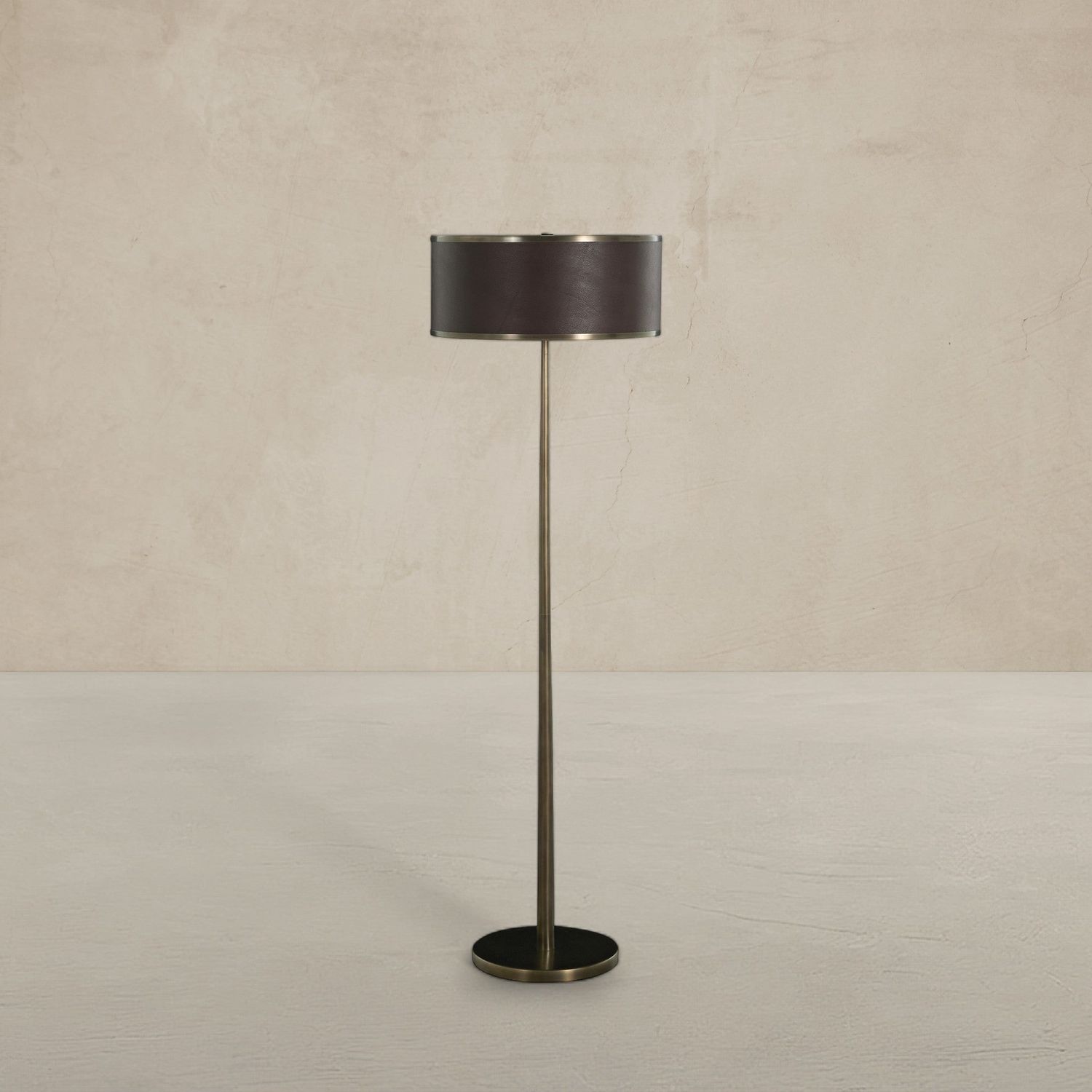 Vistara Mountain Bronze Leather Floor Lamp - 59.5 In. H