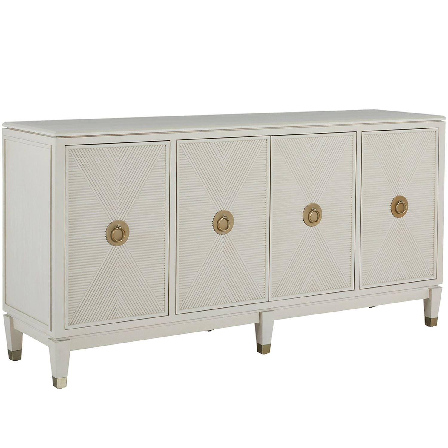 Strella Wood Iron Storage Cabinet - 4 Shelves, Cerused White