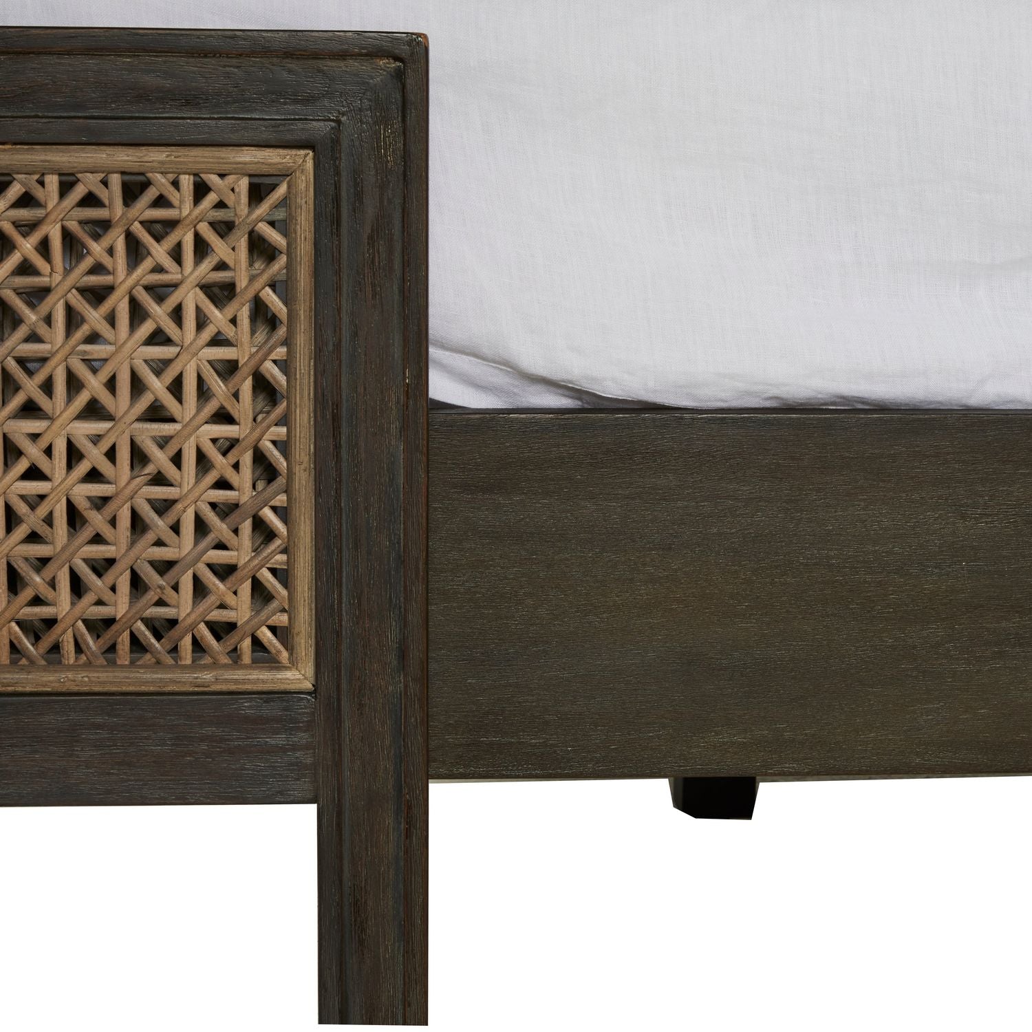 Camille Natural Rattan Wood Transitional Cane Bed