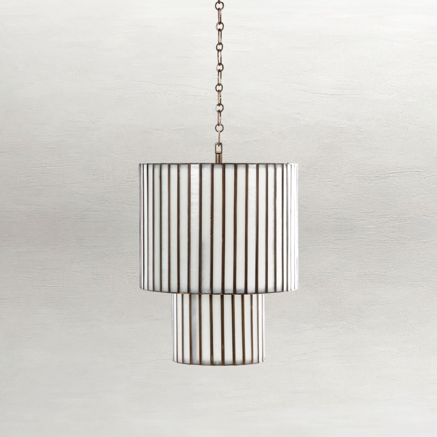 Fulbright Iron Brushed Brass Two-Tiered Pendant - 14.75 In. D X 19 In. H