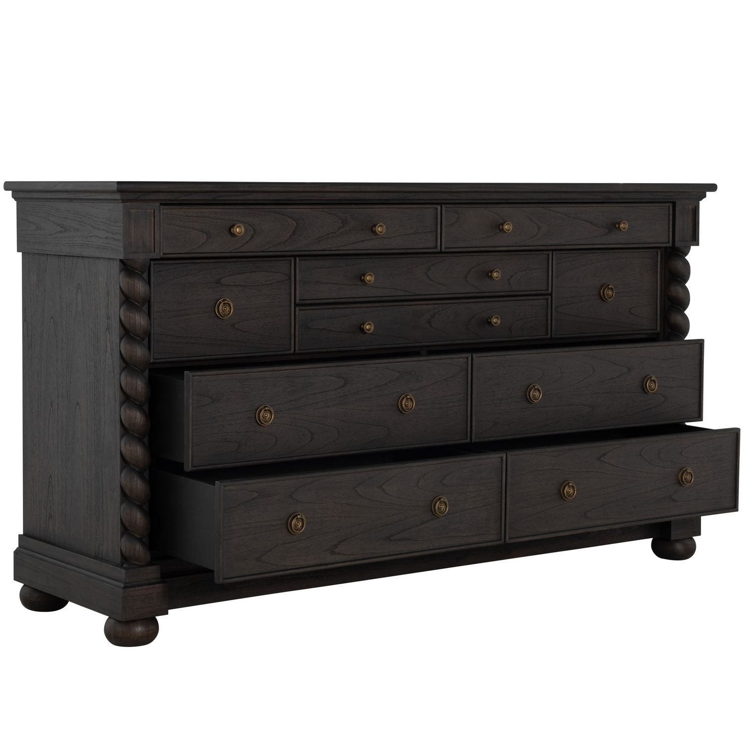Burkhardt Mindi Wood Dresser - 10 Drawers, Cerused White
