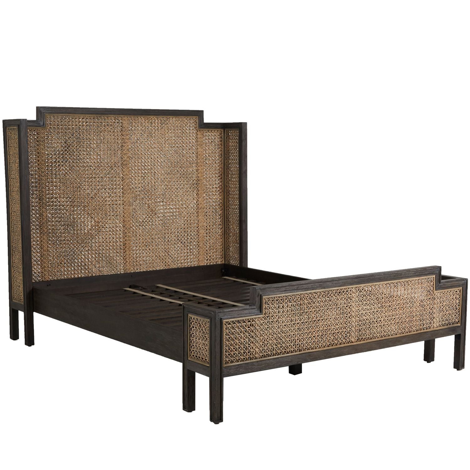 Camille Natural Rattan Wood Transitional Cane Bed