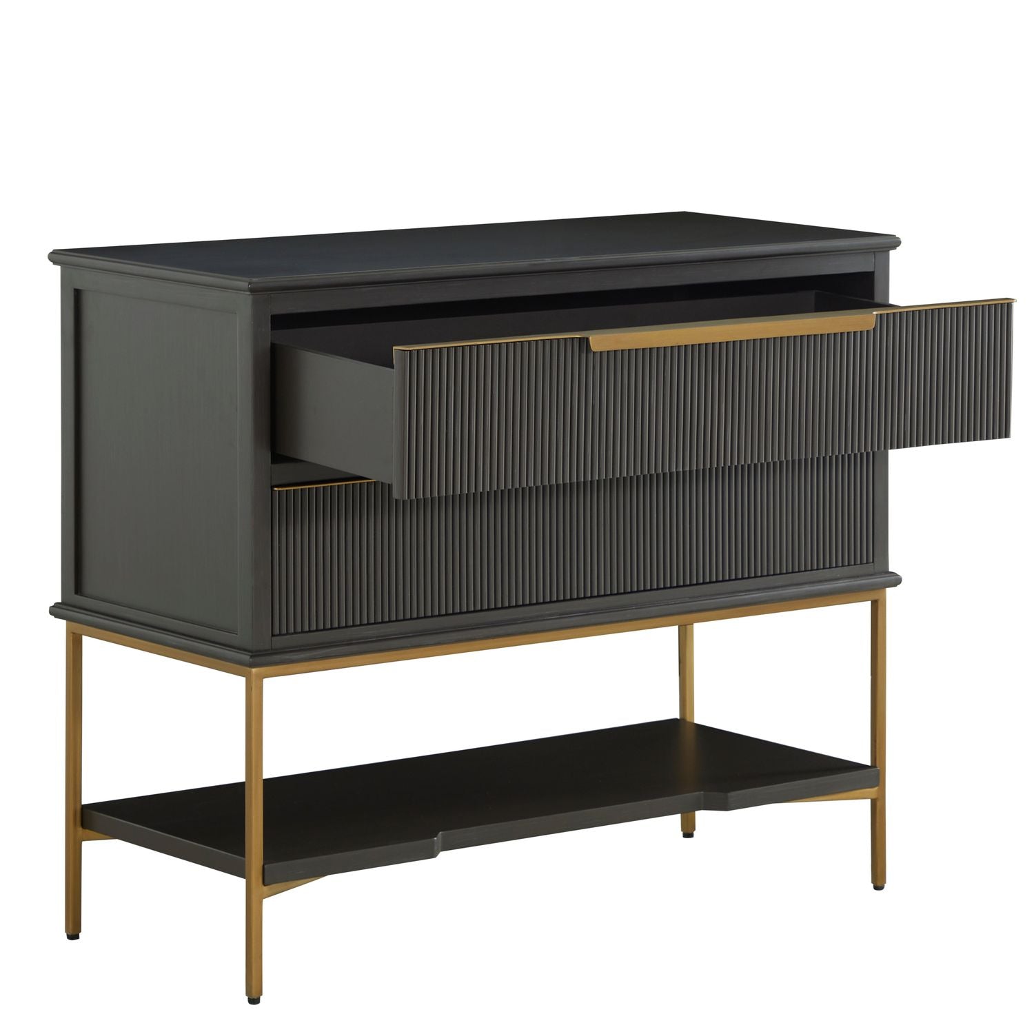 Riggs Mahogany Wood Nightstand - 2 Drawers, Sesame Black