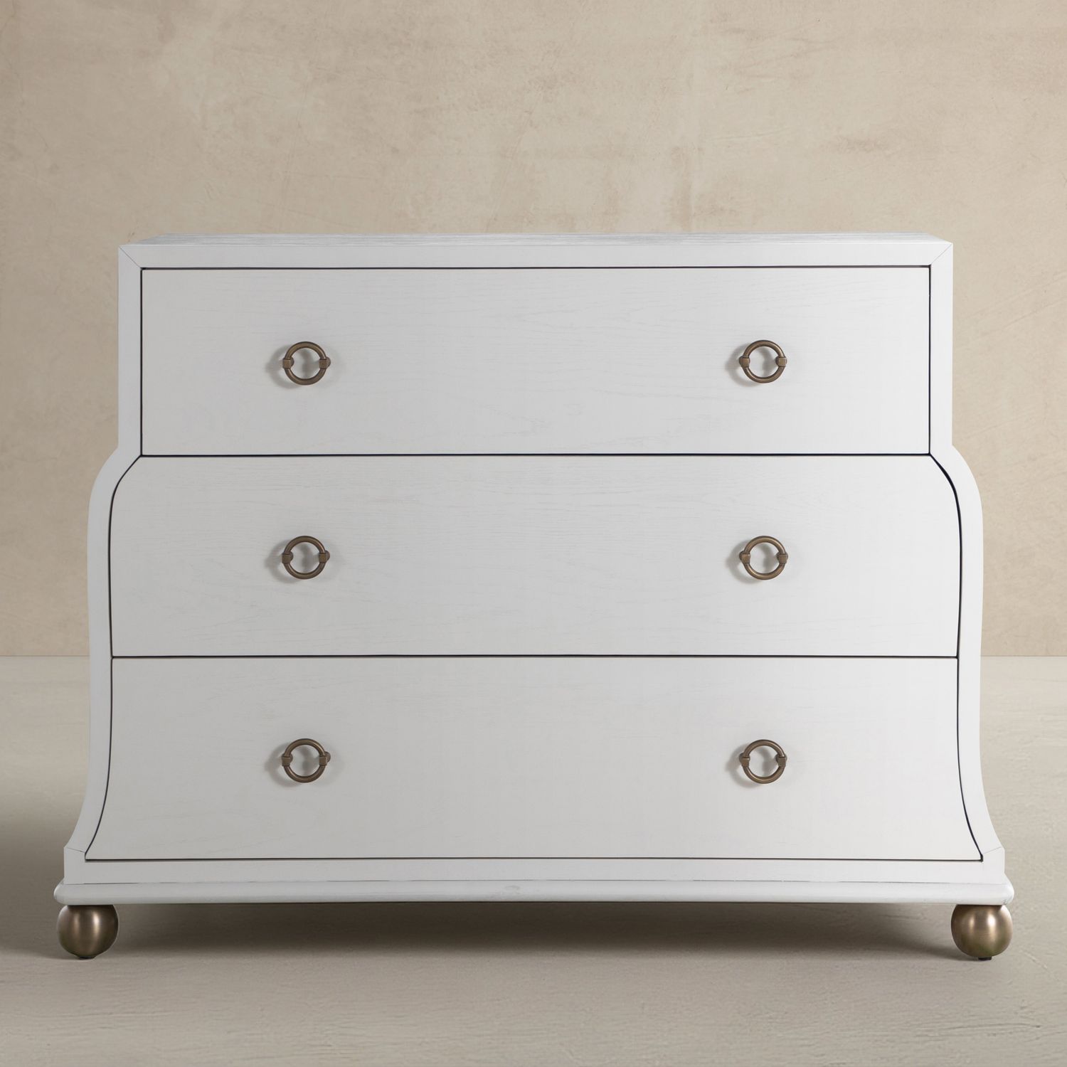 Pearl Oak Wood Chest - 3 Drawers, Ivory White