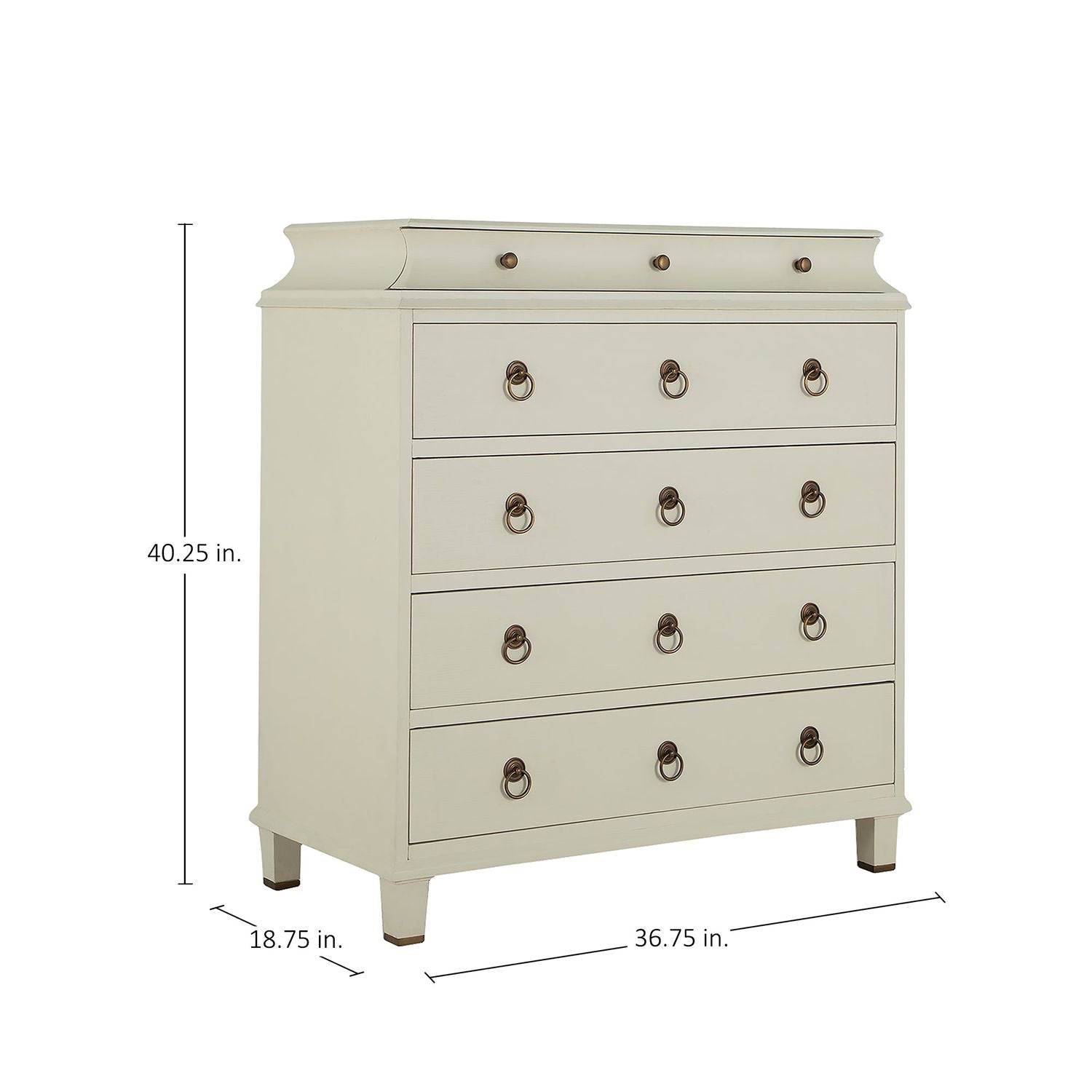 Irene Mindi Wood Chest - 5 Drawers, Antique White