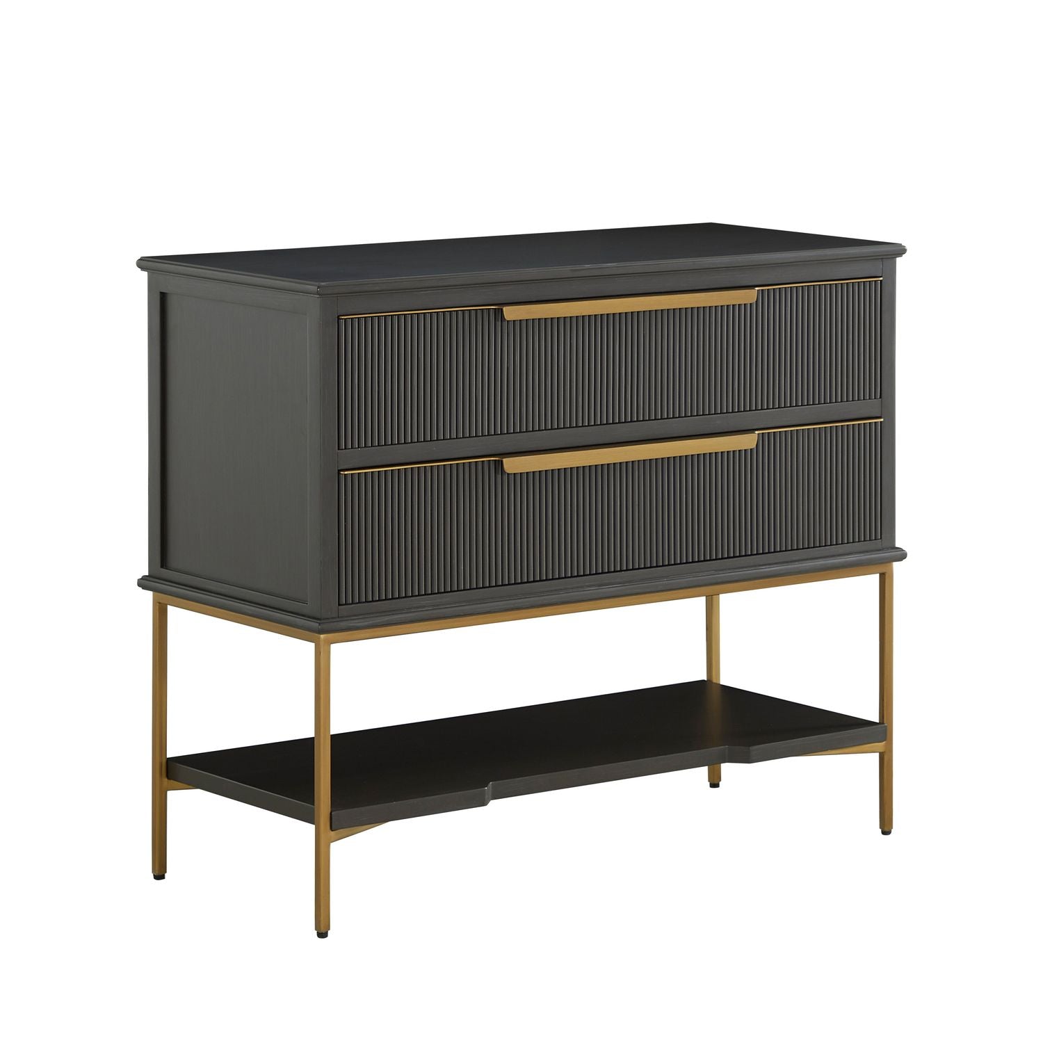 Riggs Mahogany Wood Nightstand - 2 Drawers, Sesame Black